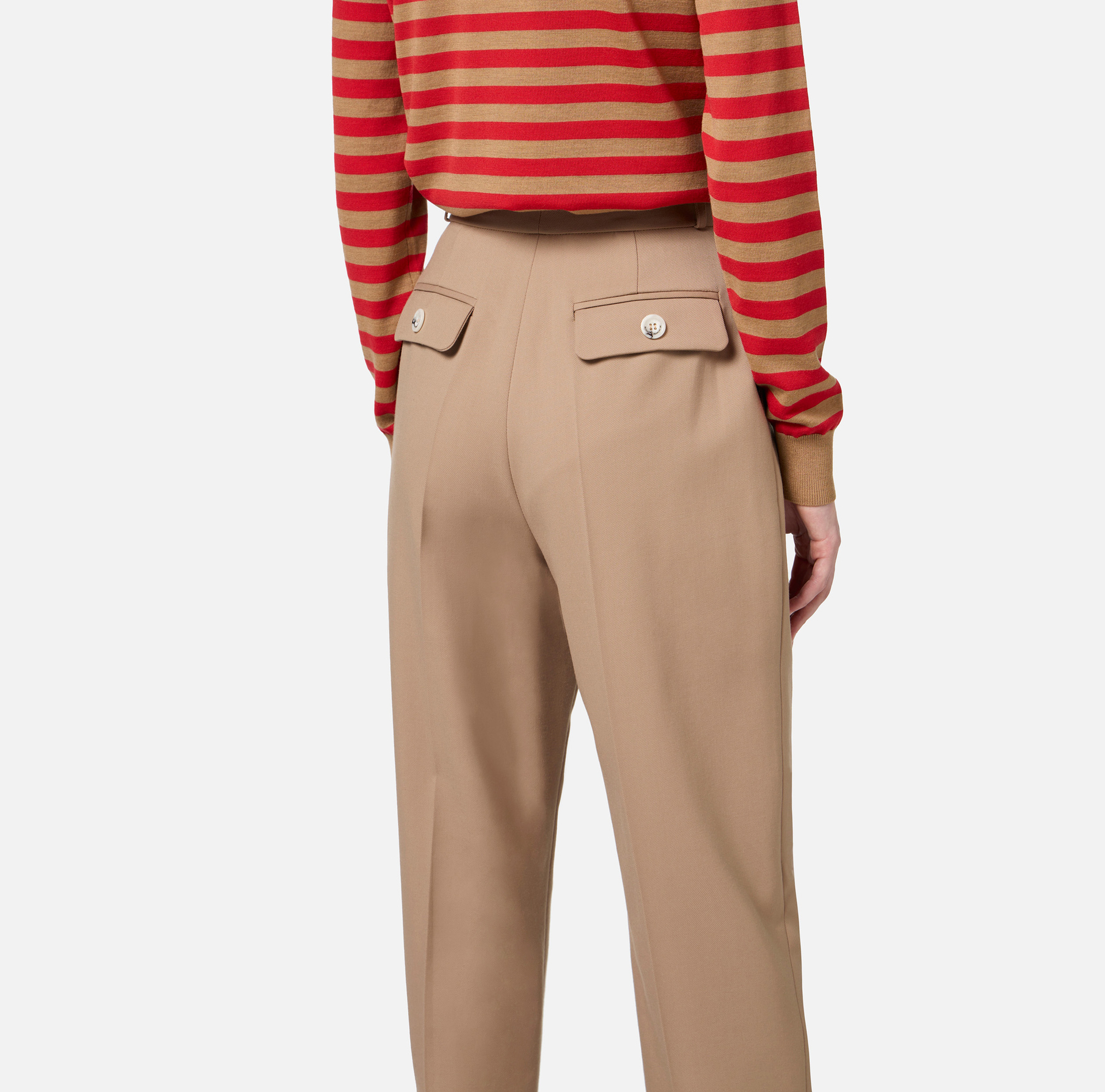 Pantalone con pinces in fresco di lana - Elisabetta Franchi® Outlet