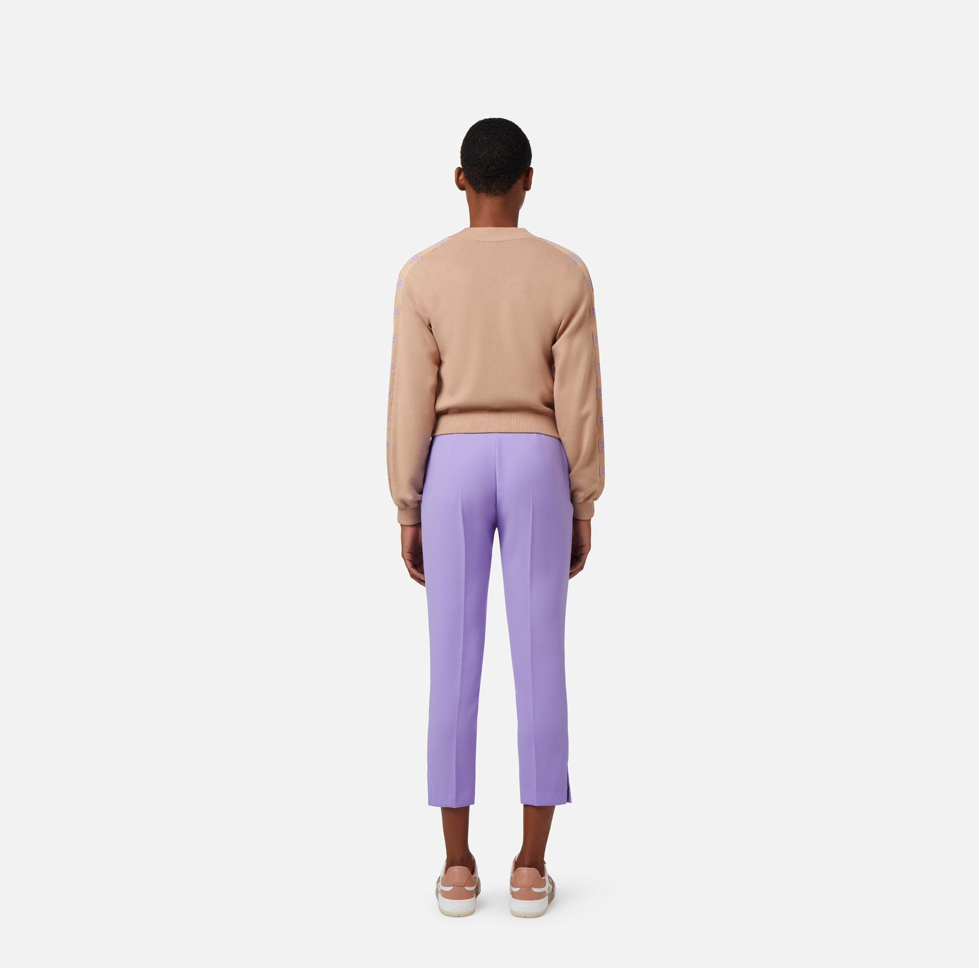 Straight trousers in crêpe fabric with horsebit - Elisabetta Franchi® Outlet