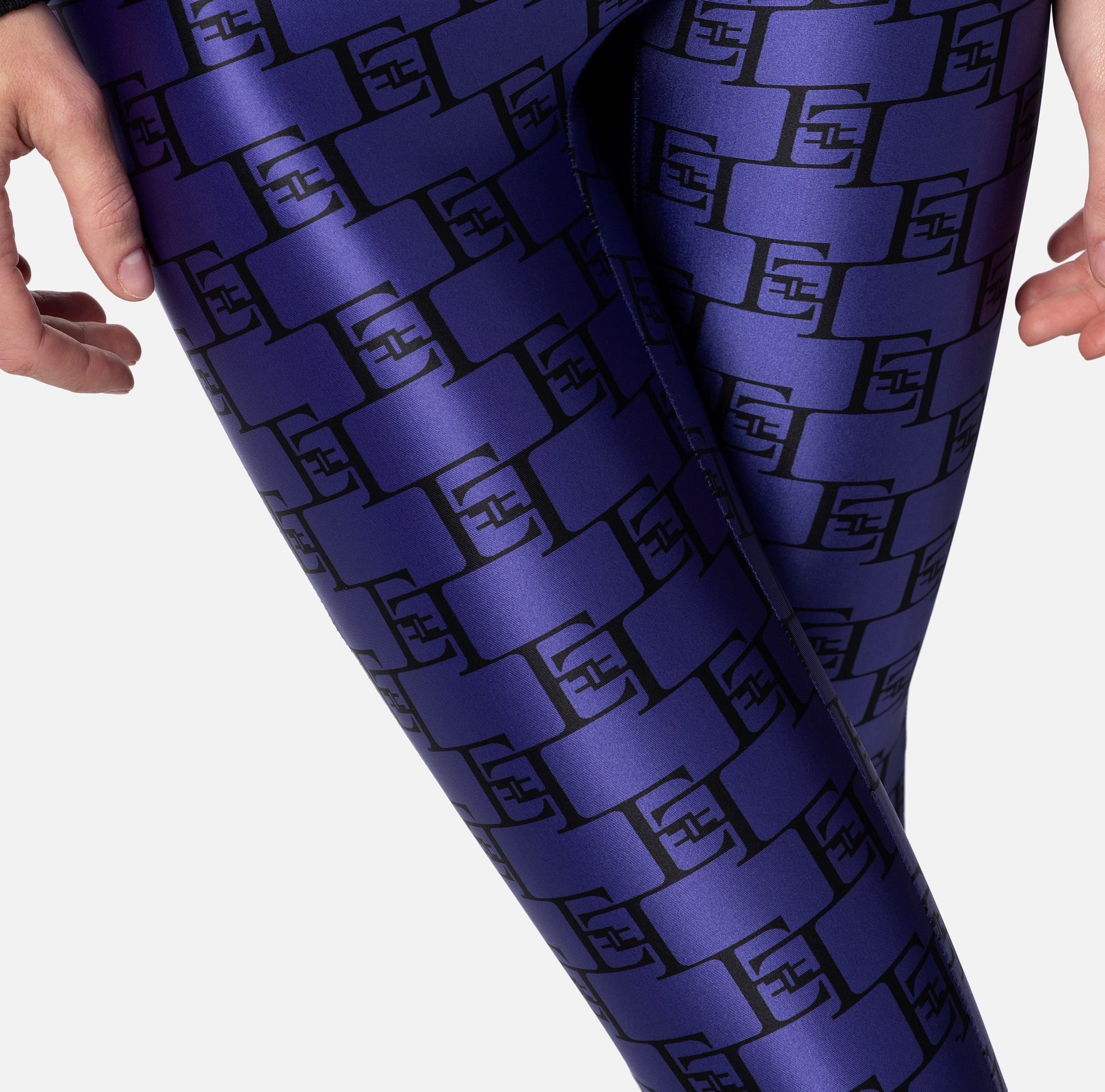 Lycra leggings with logo print - Elisabetta Franchi® Outlet