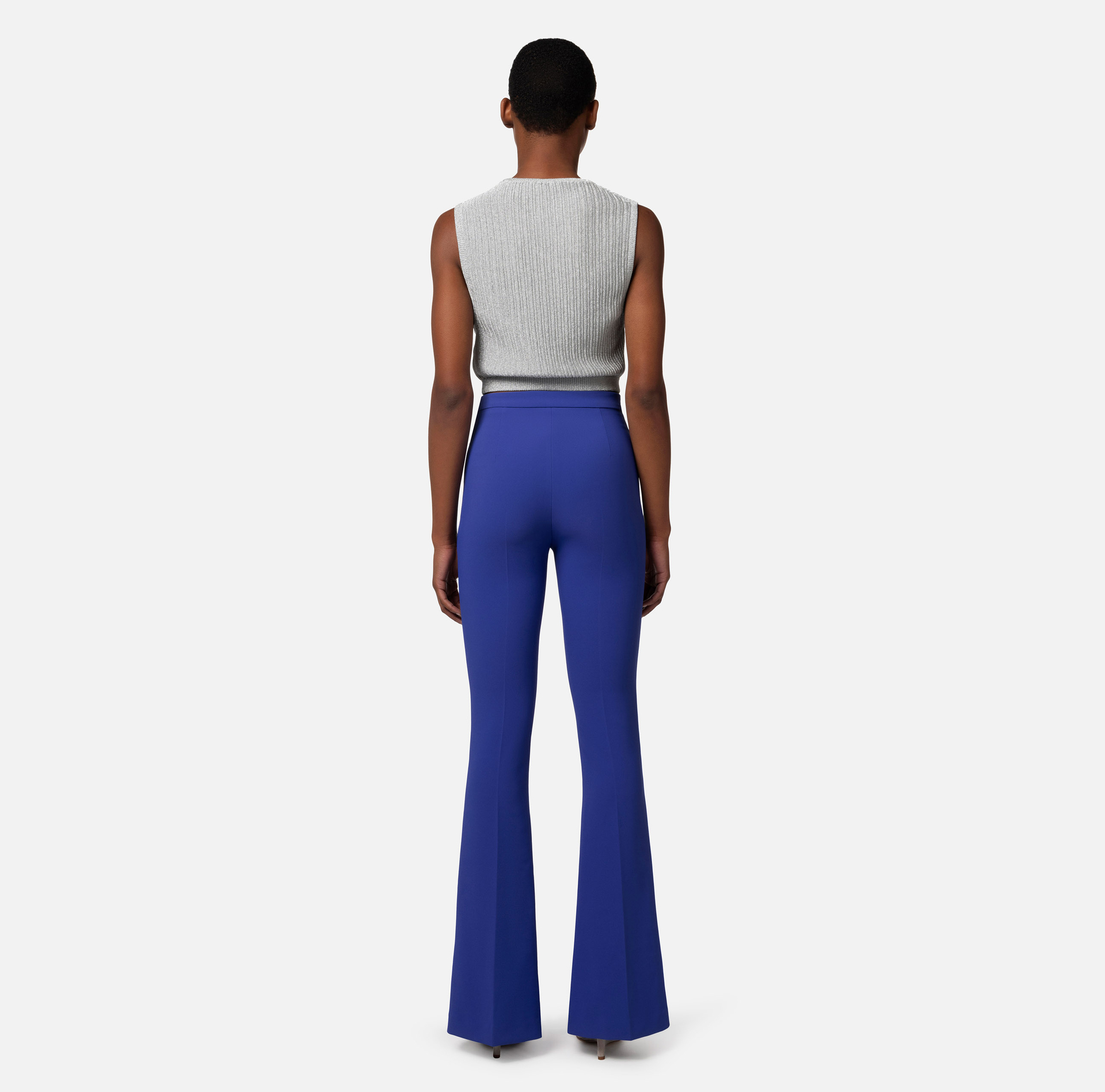 Pantalon palazzo en crêpe stretch avec breloques - Elisabetta Franchi® Outlet