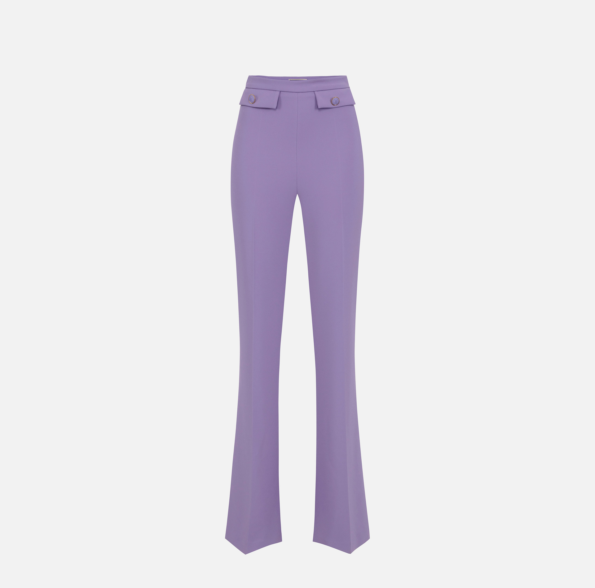 Pantalón palazzo de crepé elástico con solapas - Elisabetta Franchi® Outlet