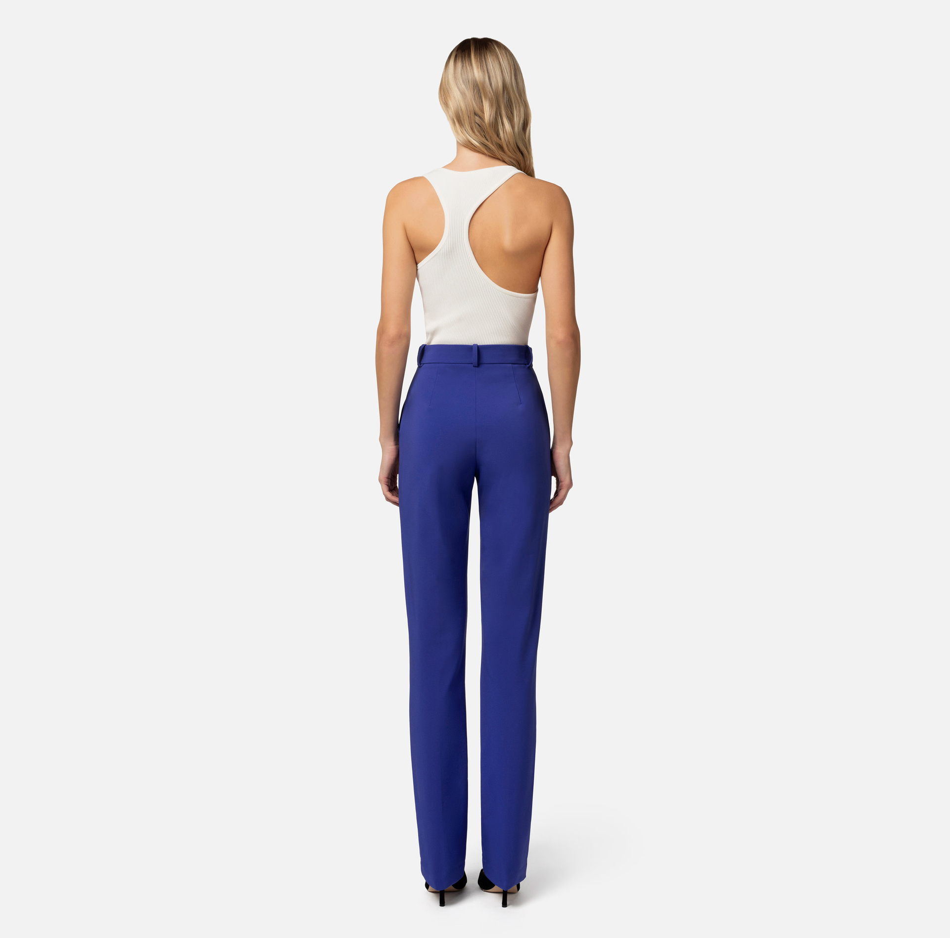 Pantalon droit en tissu technique bi-élastique avec breloques - Elisabetta Franchi® Outlet