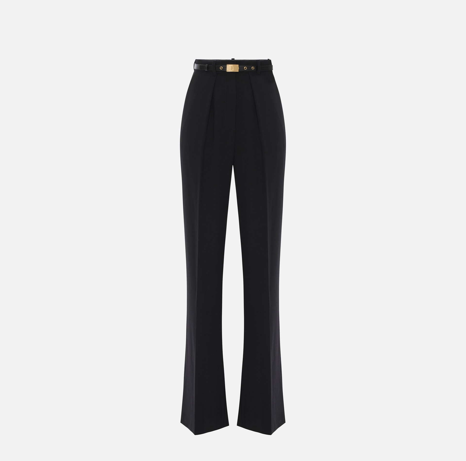 Pantalone palazzo in crêpe con cintura - Elisabetta Franchi® Outlet
