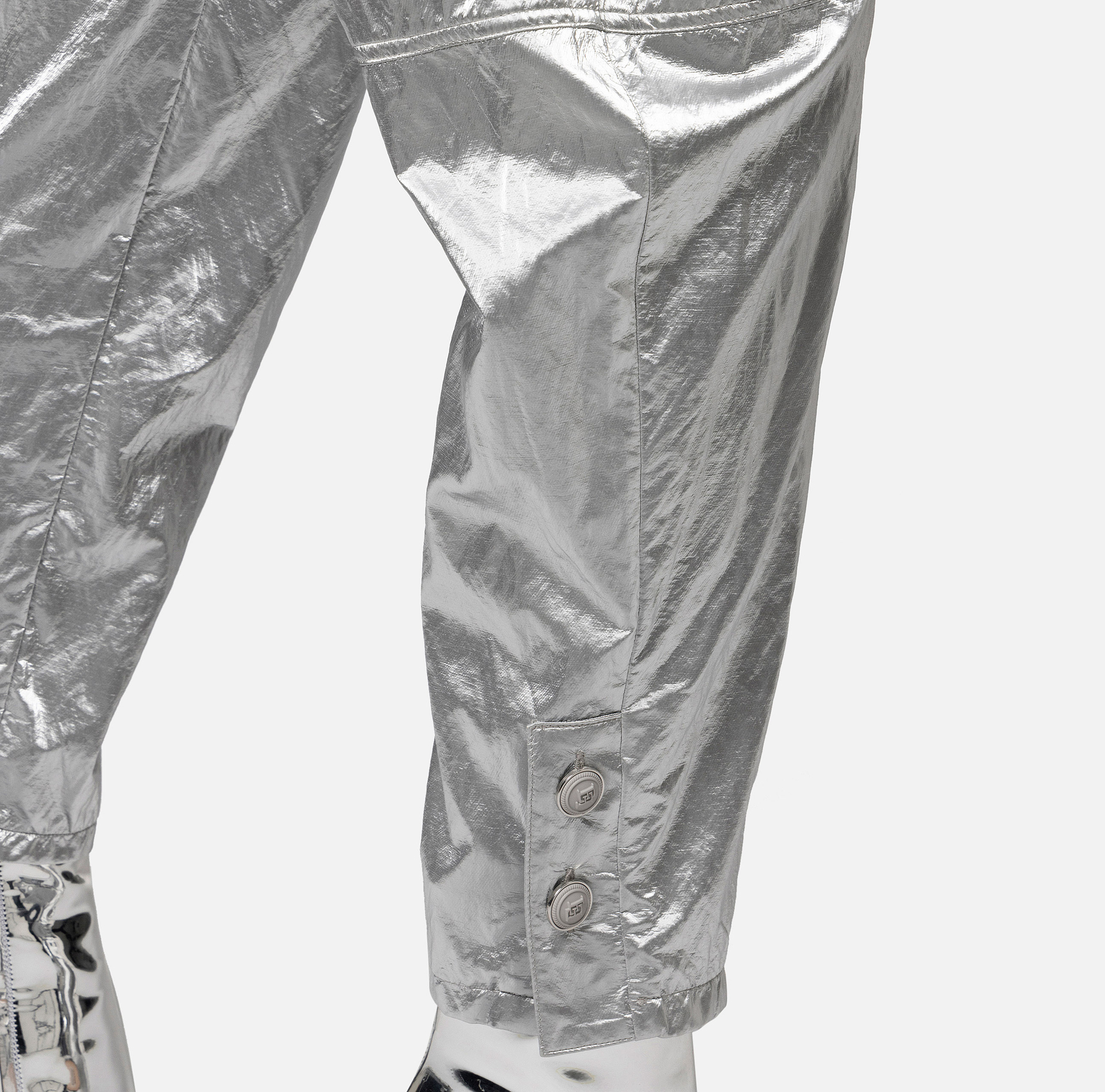Metallic viscose boyfriend fit trousers - Elisabetta Franchi® Outlet