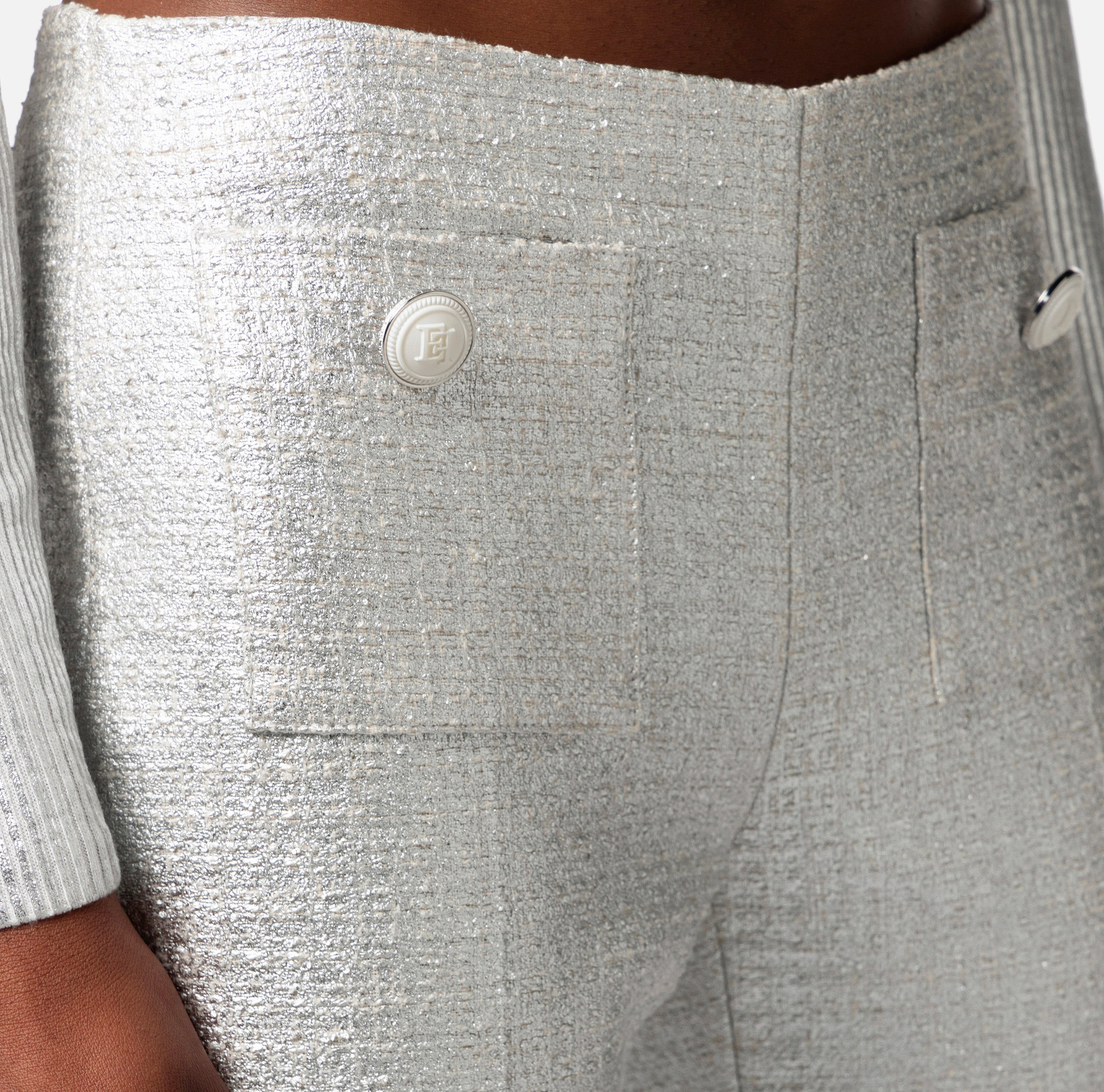 Pantalon droit en tweed laminé | Elisabetta Franchi® Outlet