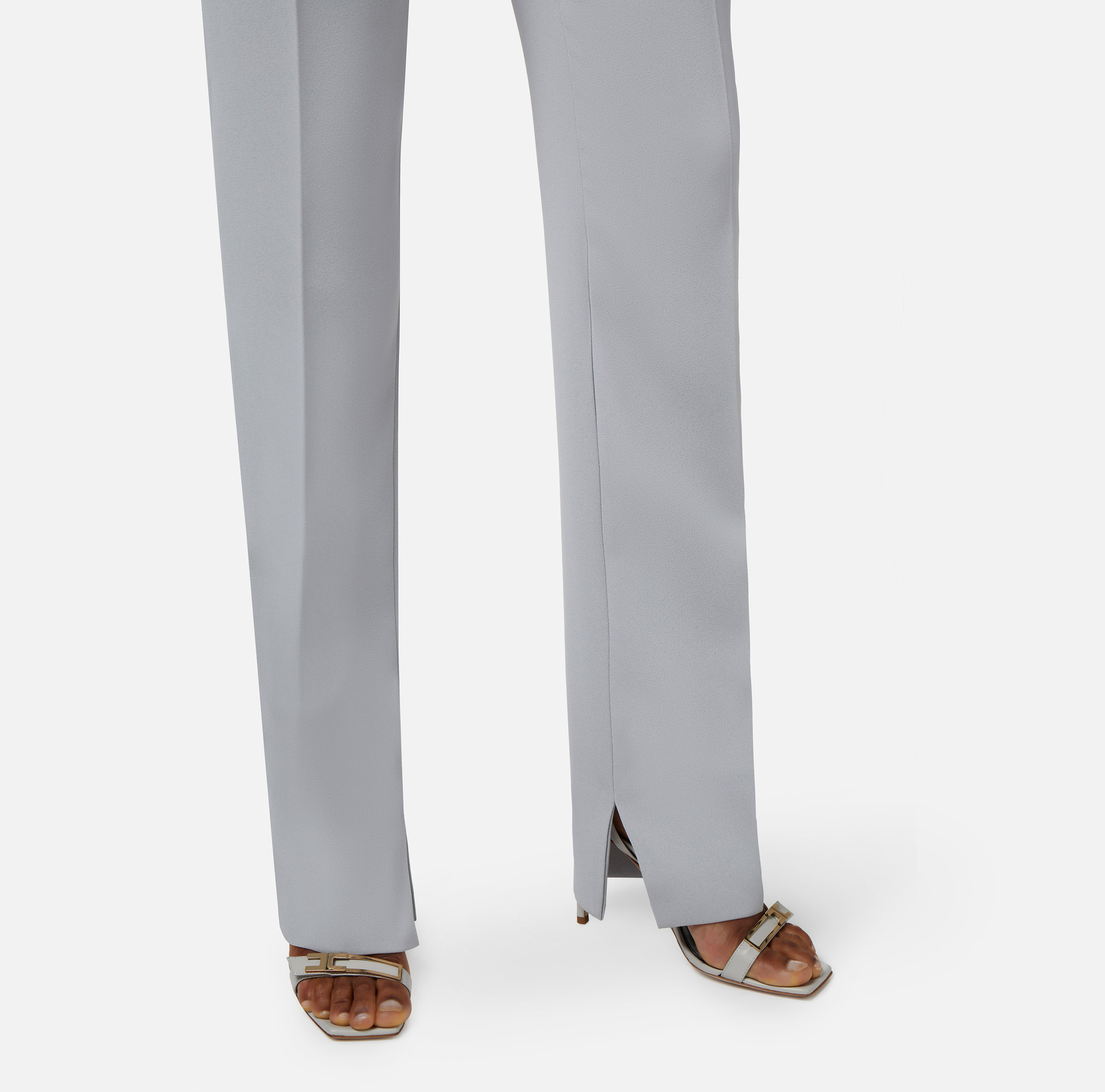 Pantalon droit en crêpe léger avec fentes - Elisabetta Franchi® Outlet