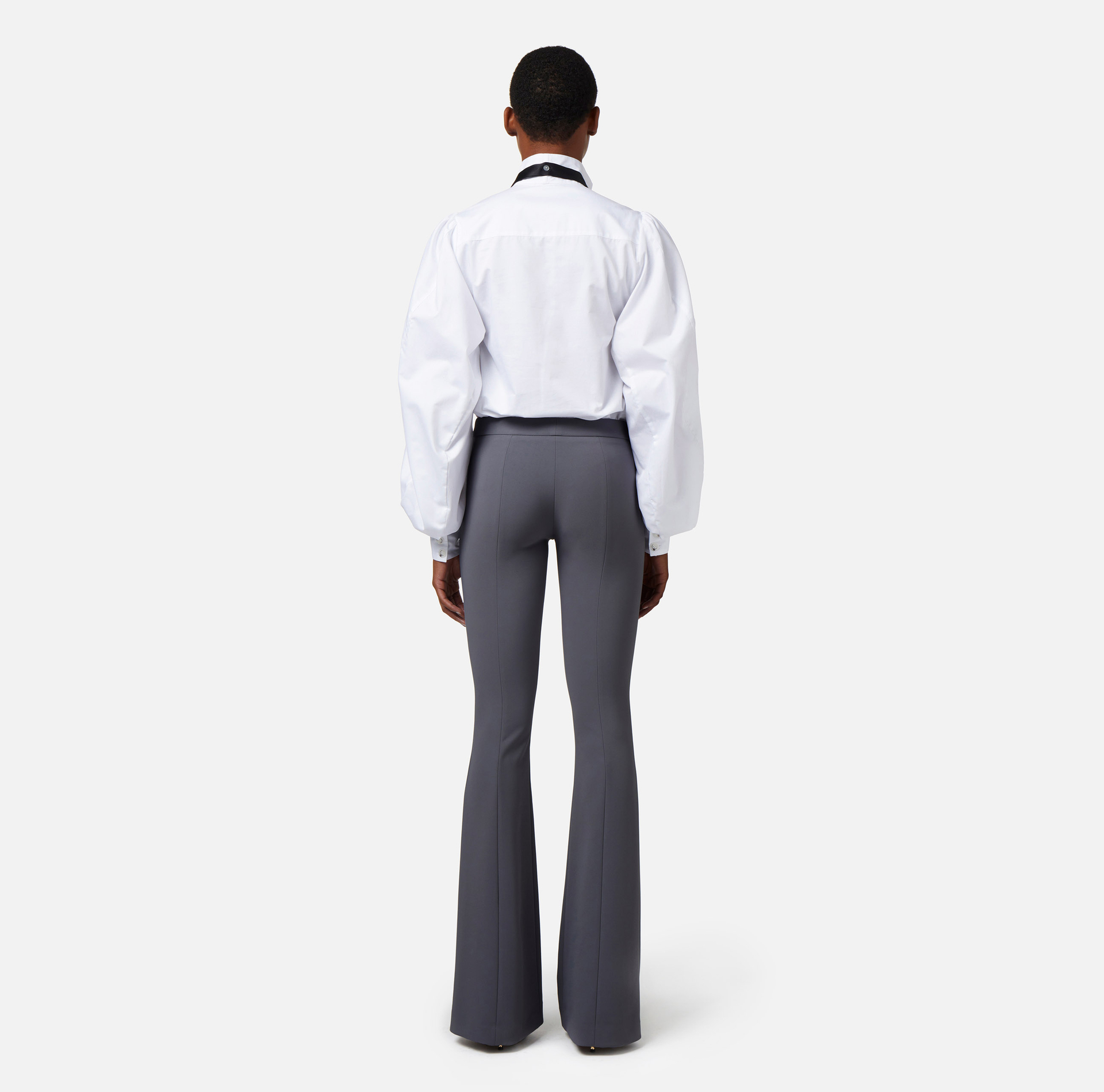 Lightweight crêpe bell-bottom trousers - Elisabetta Franchi® Outlet