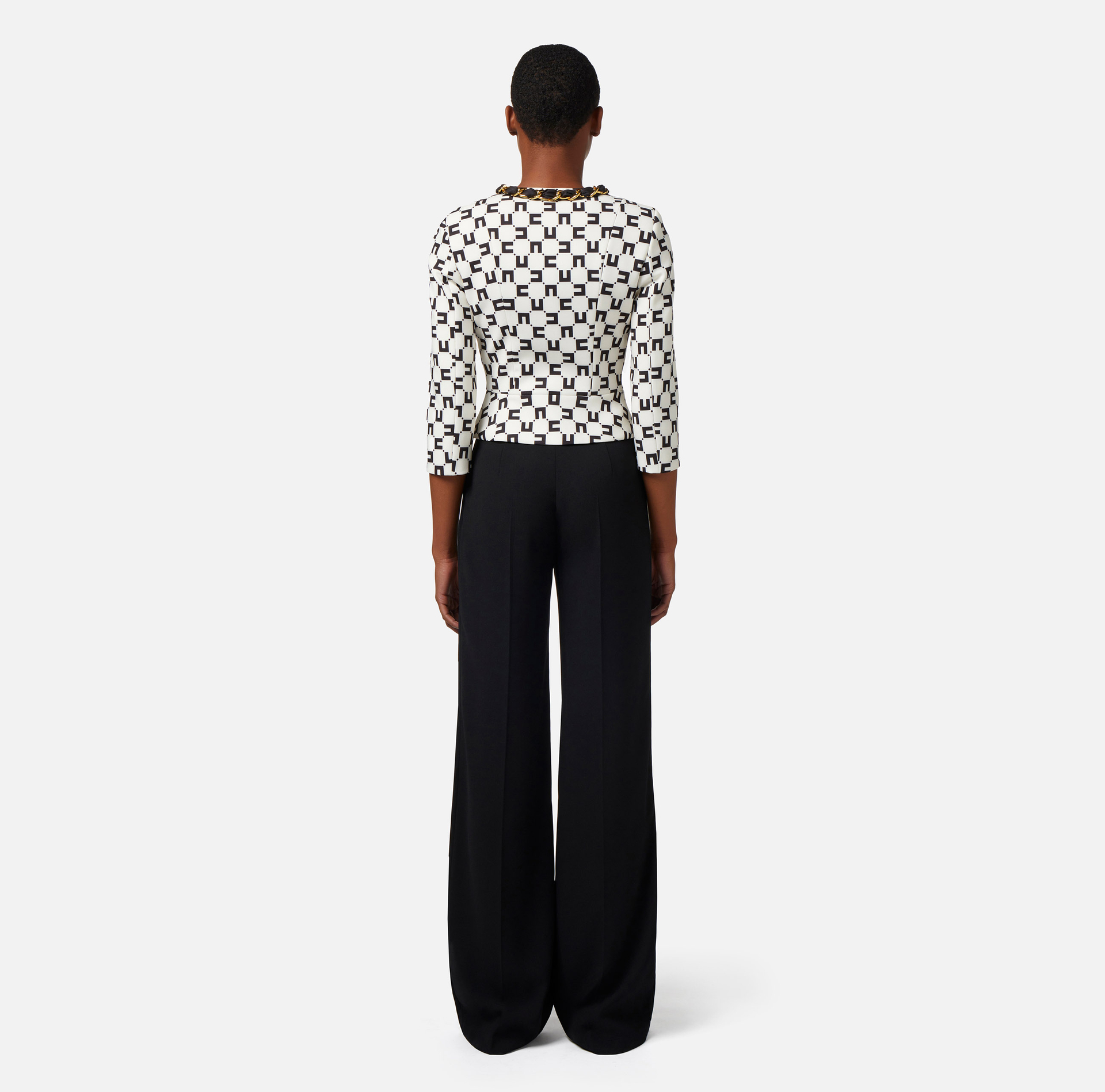 Palazzo trousers in flowing crêpe fabric with belt - Elisabetta Franchi® Outlet