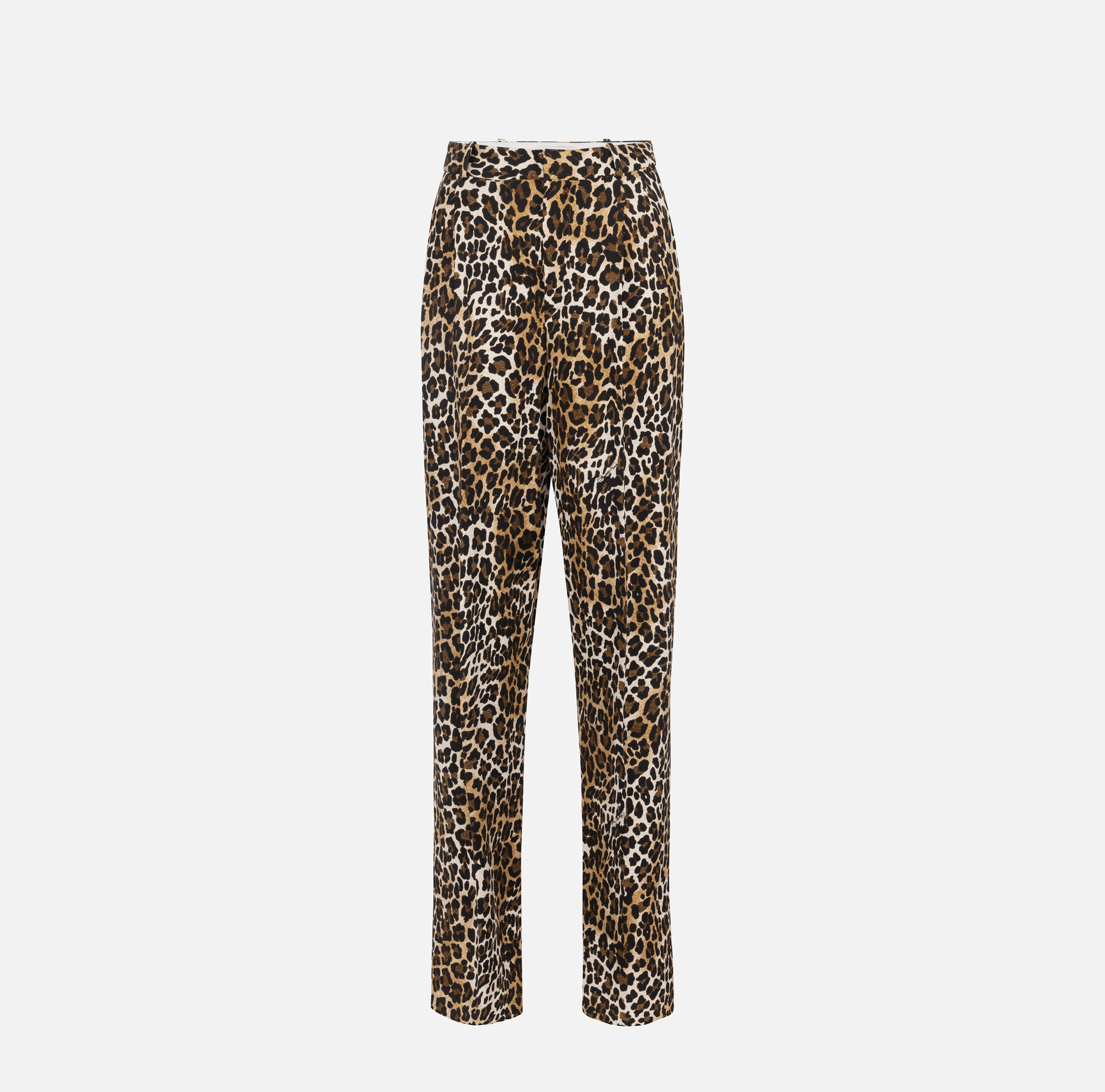 Straight trousers in animalier crêpe fabric with double darts - Elisabetta Franchi® Outlet