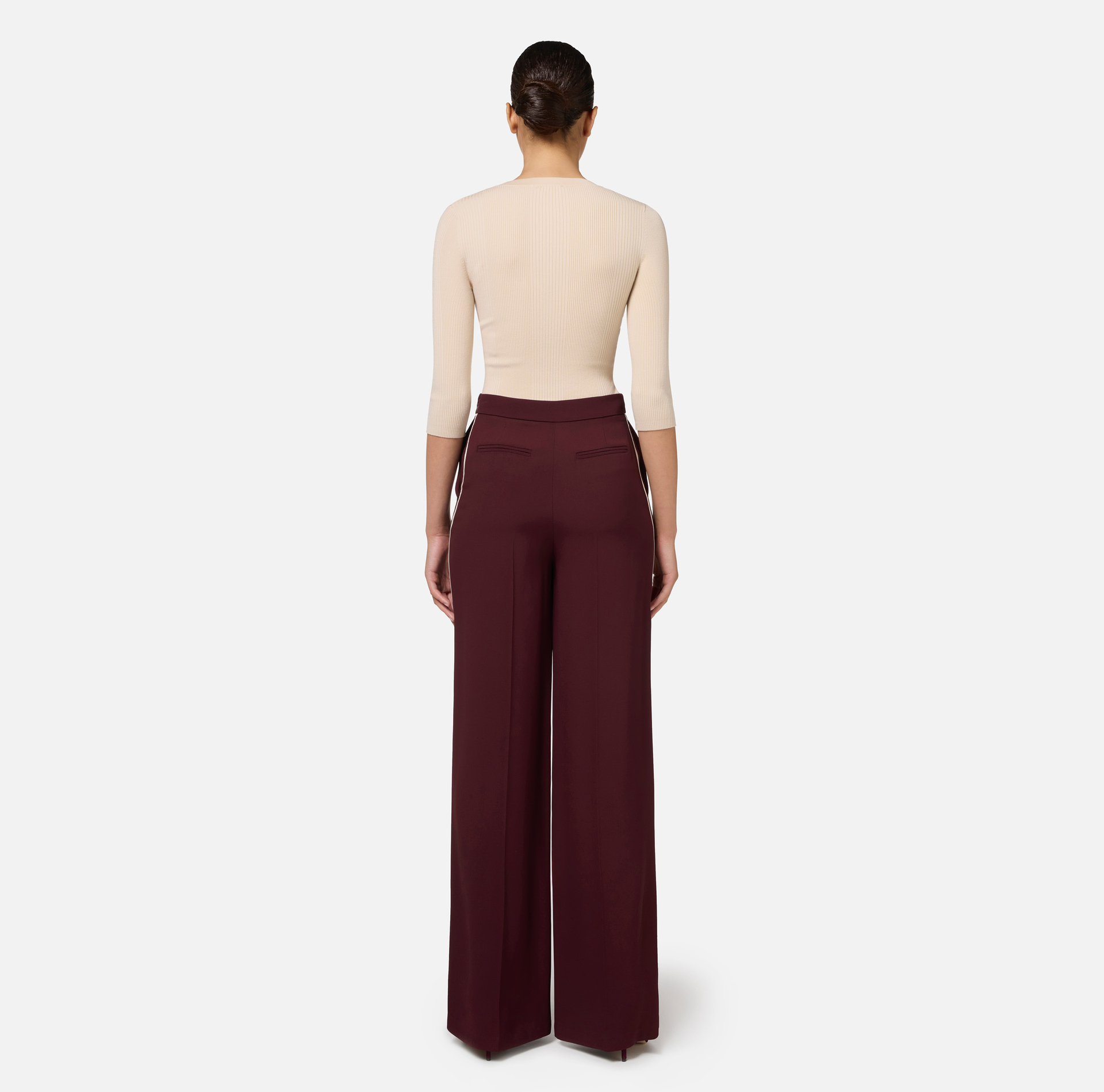 Palazzo-Hose aus Satin mit Horsebit - Elisabetta Franchi® Outlet