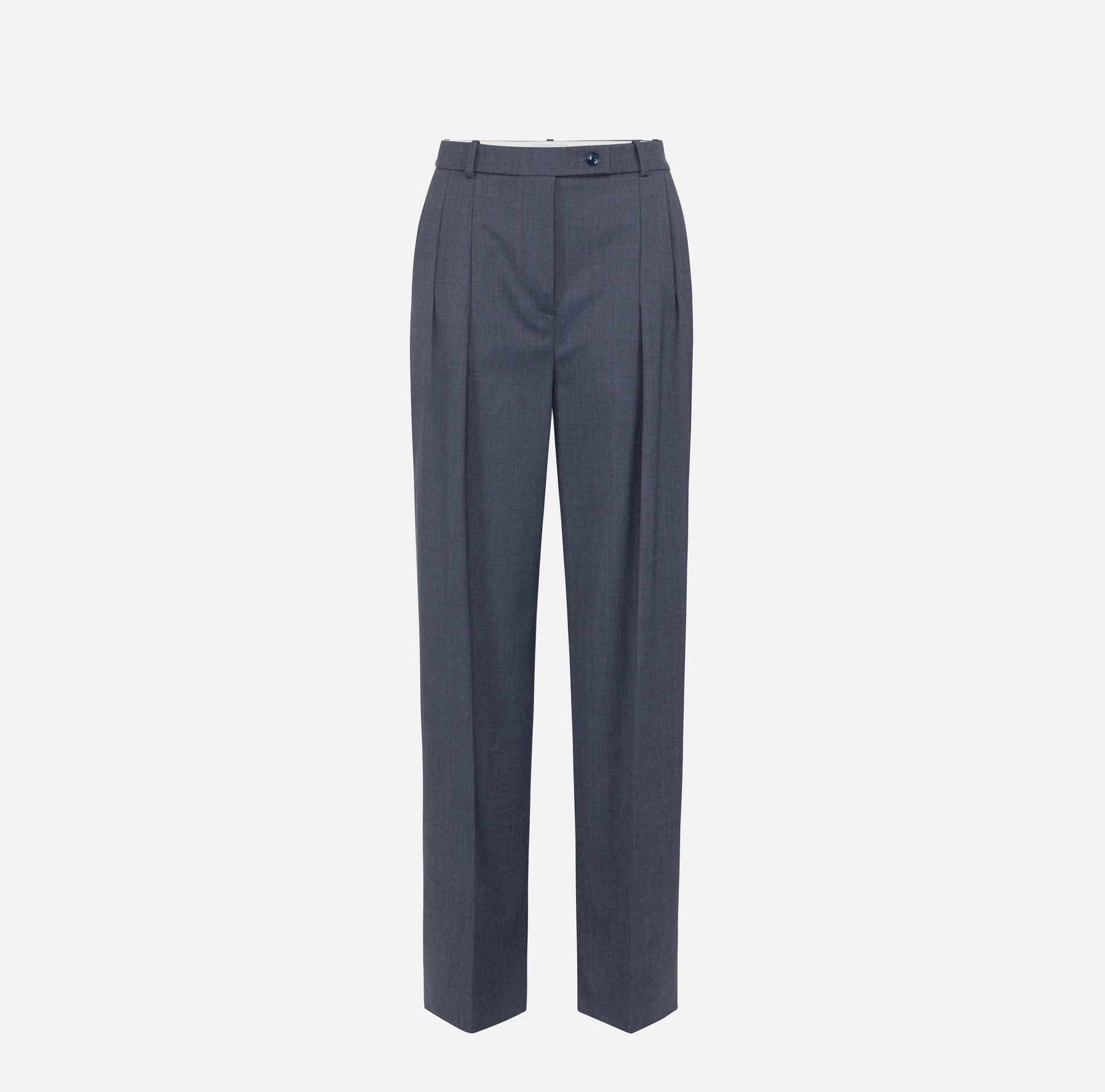 Pantalon droit en laine mélangée froide avec doubles plis - Elisabetta Franchi® Outlet