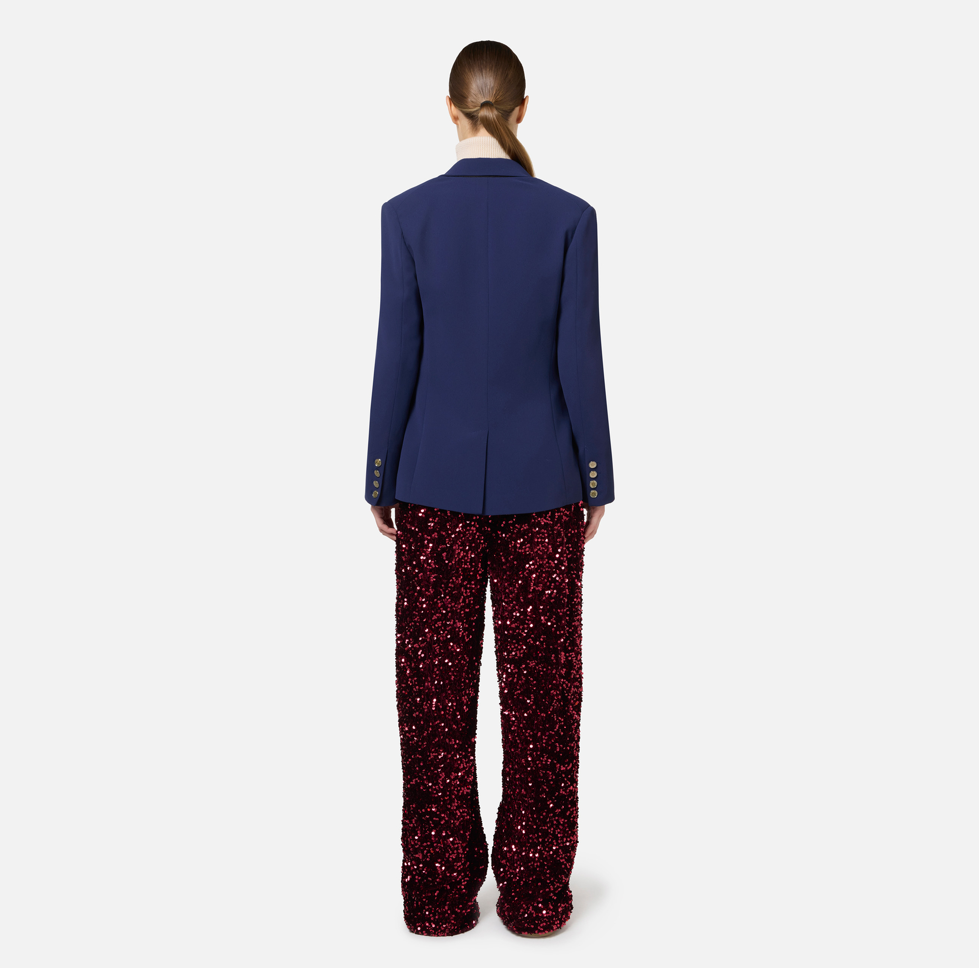 Hose aus Chenille mit Pailletten-Stickerei - Elisabetta Franchi® Outlet