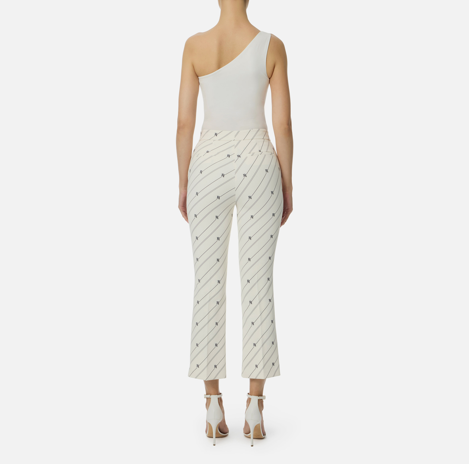 Stretch-Crêpe-Hose mit Logodruck | Elisabetta Franchi® Outlet