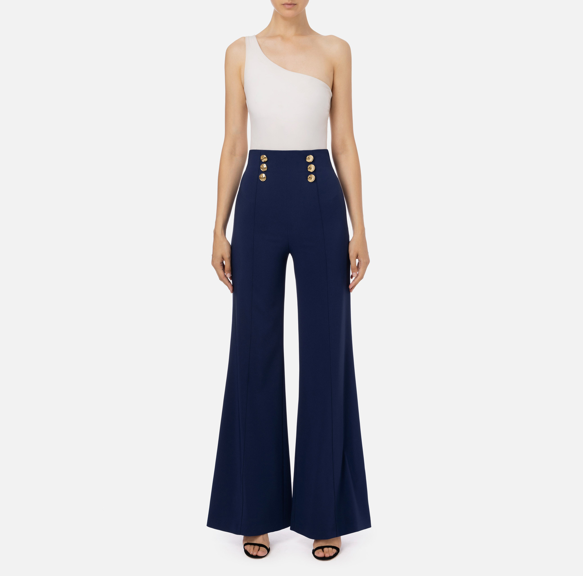 Schlaghose mit Knöpfen - Elisabetta Franchi® Outlet