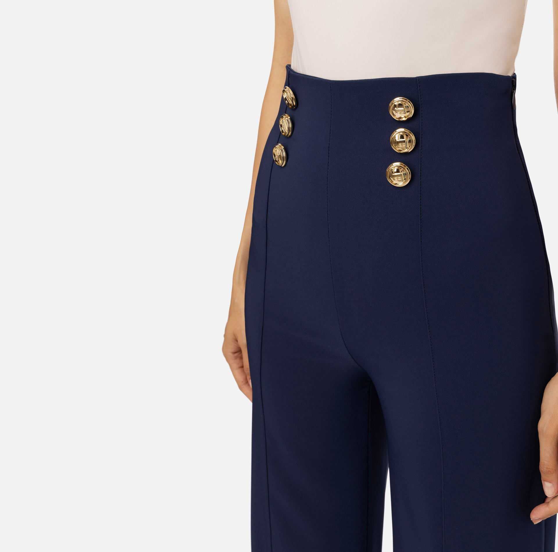 Schlaghose mit Knöpfen - Elisabetta Franchi® Outlet