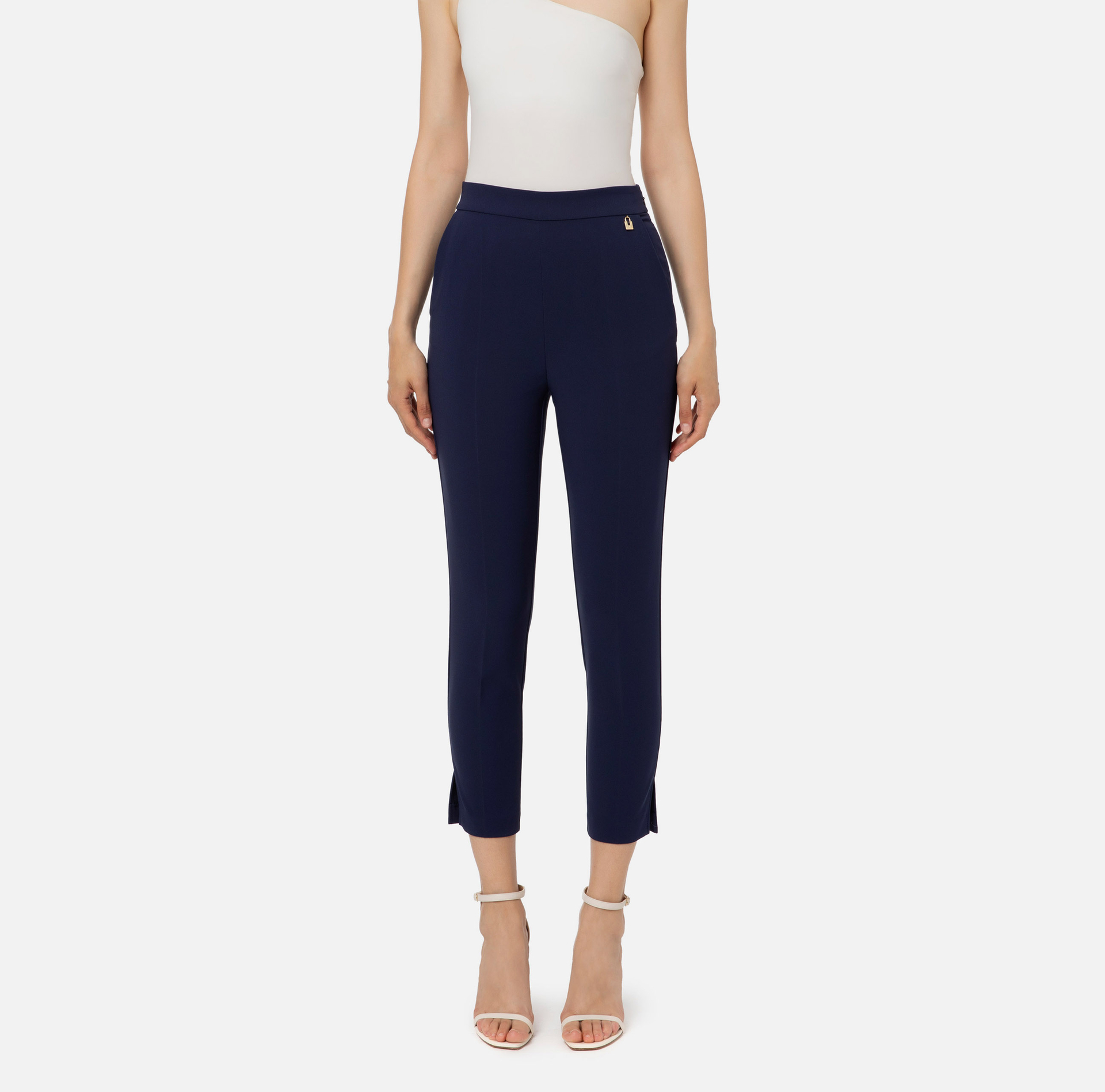 Cigarette trousers with charm - Elisabetta Franchi® Outlet