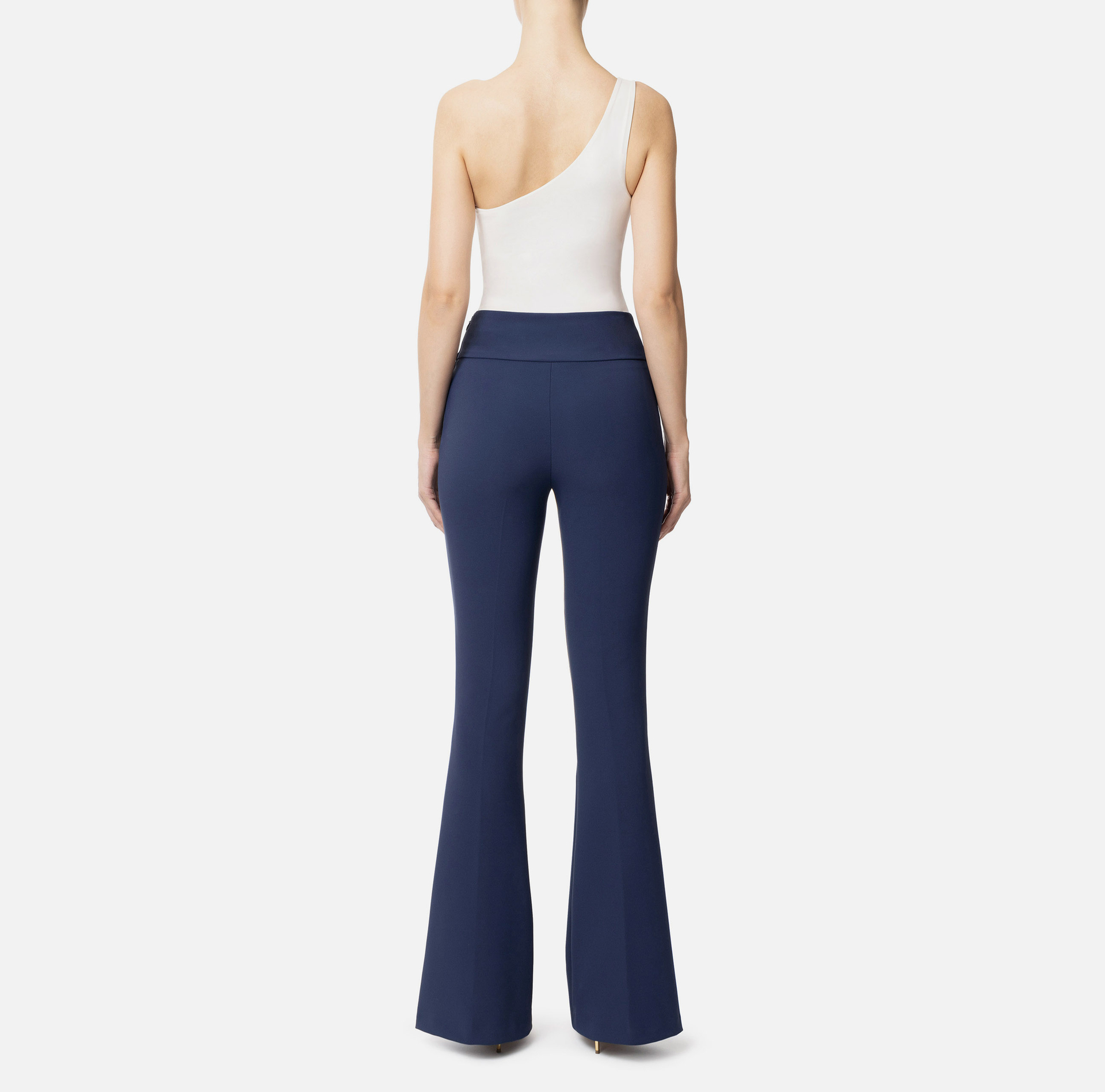 Pantalone a zampa con placca in vita - Elisabetta Franchi® Outlet