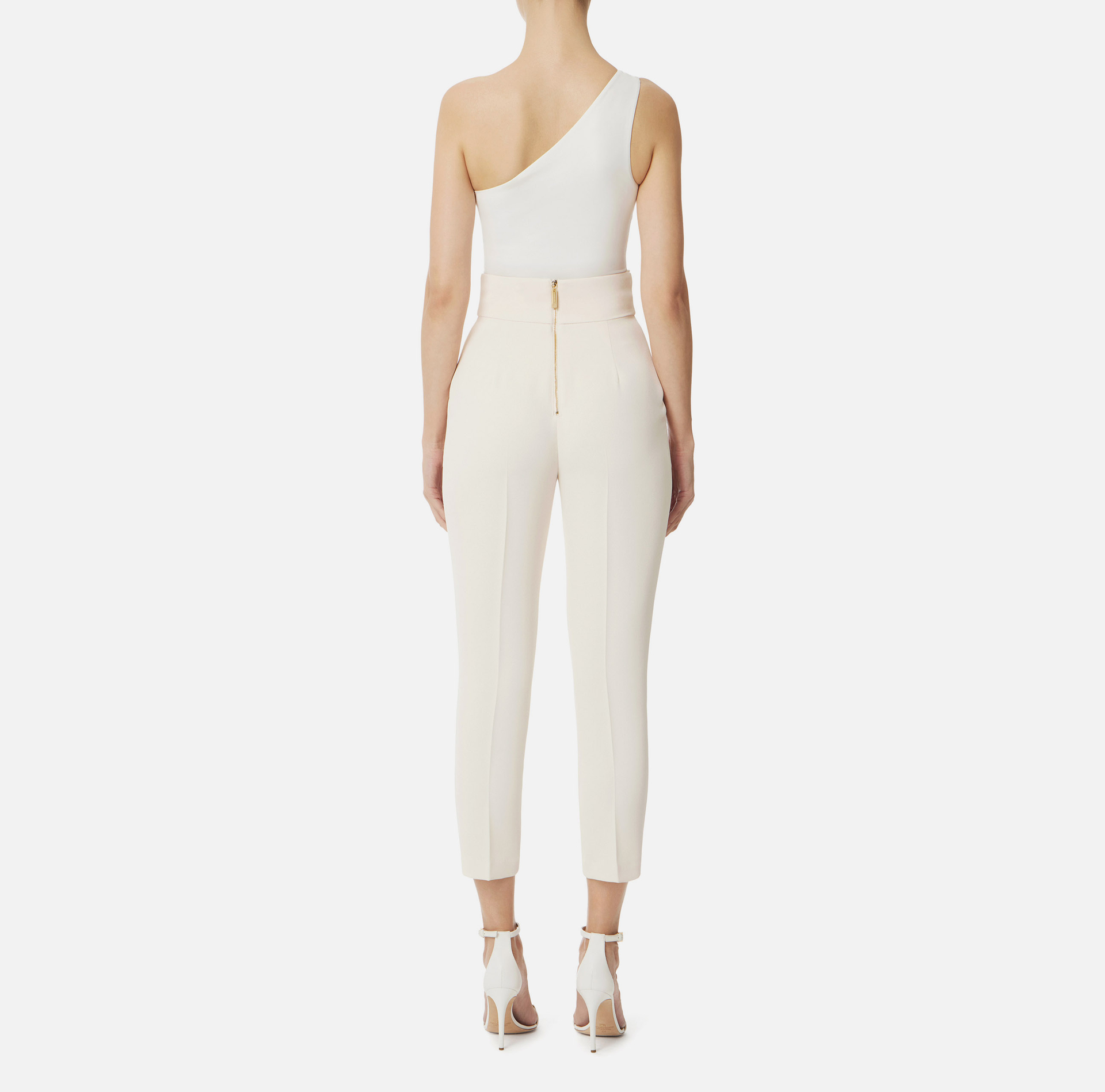 Straight pants in crêpe fabric with logo - Elisabetta Franchi® Outlet