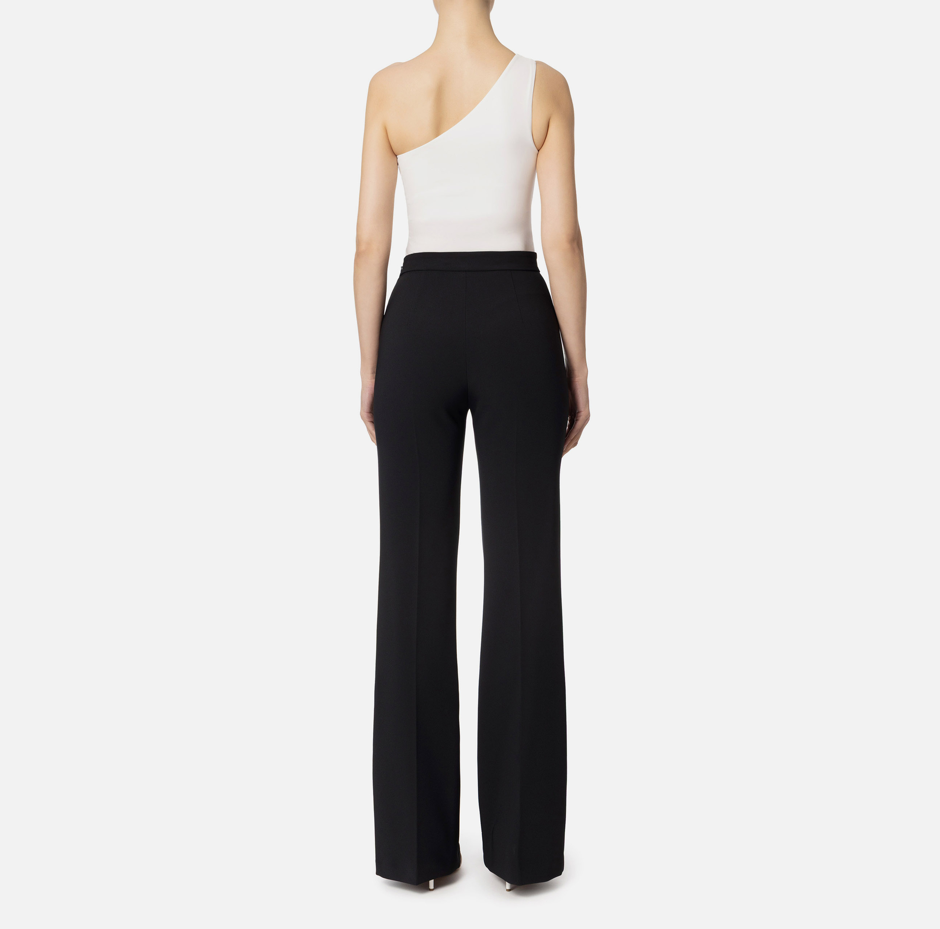 Palazzohose aus Krepp mit Logoplaketten - Elisabetta Franchi® Outlet