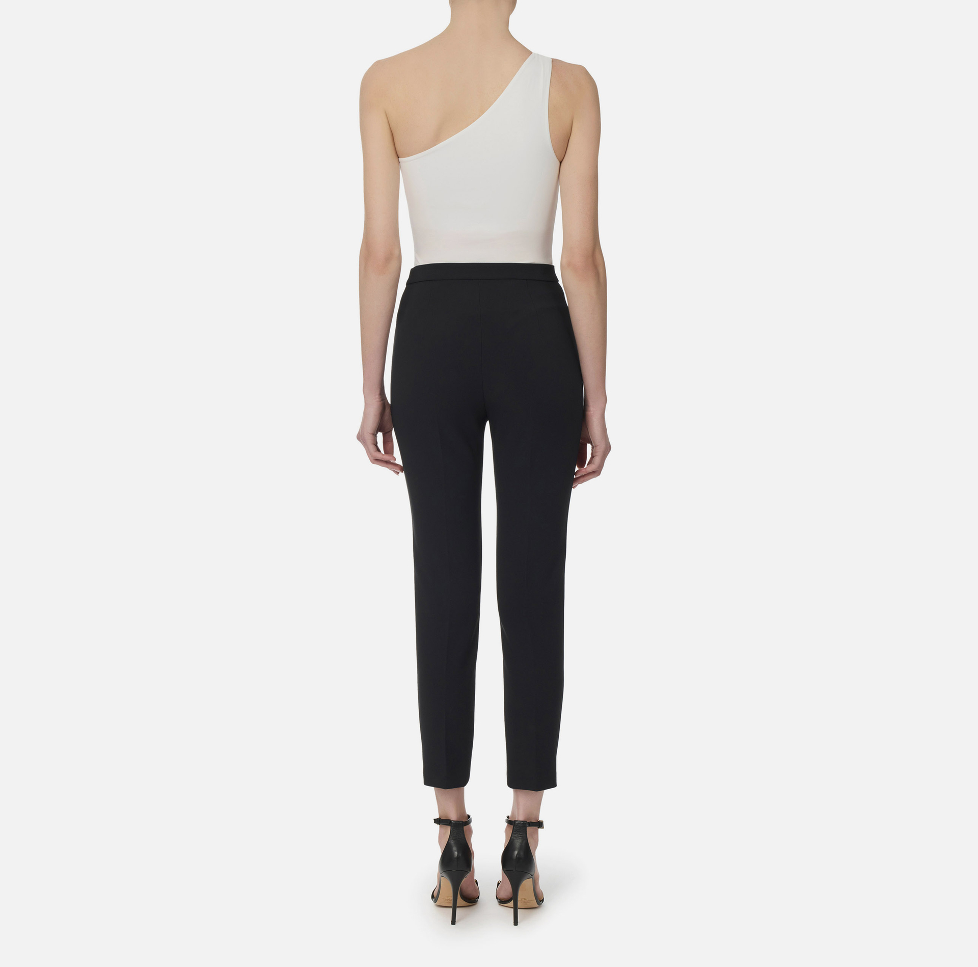Pantalone dritto in crêpe con morsetto - Elisabetta Franchi® Outlet