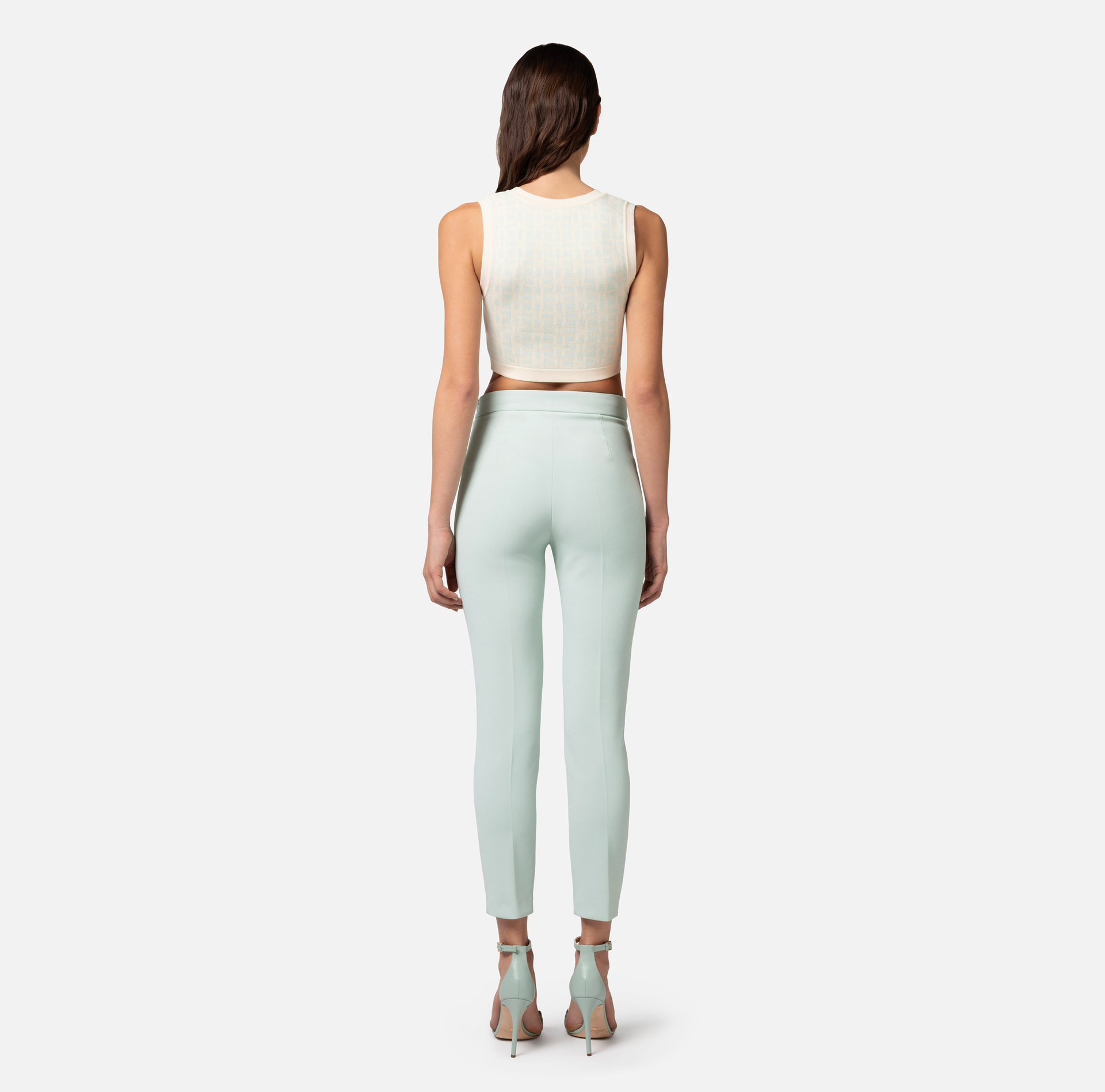 Straight trousers in stretch crêpe fabric - Elisabetta Franchi® Outlet