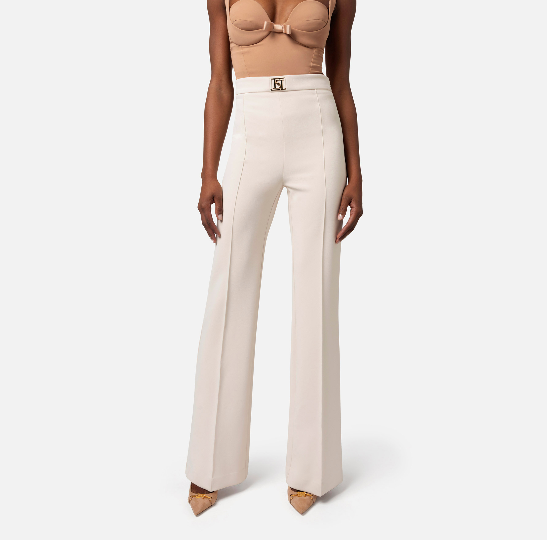 Stretch crêpe palazzo trousers - Elisabetta Franchi® Outlet