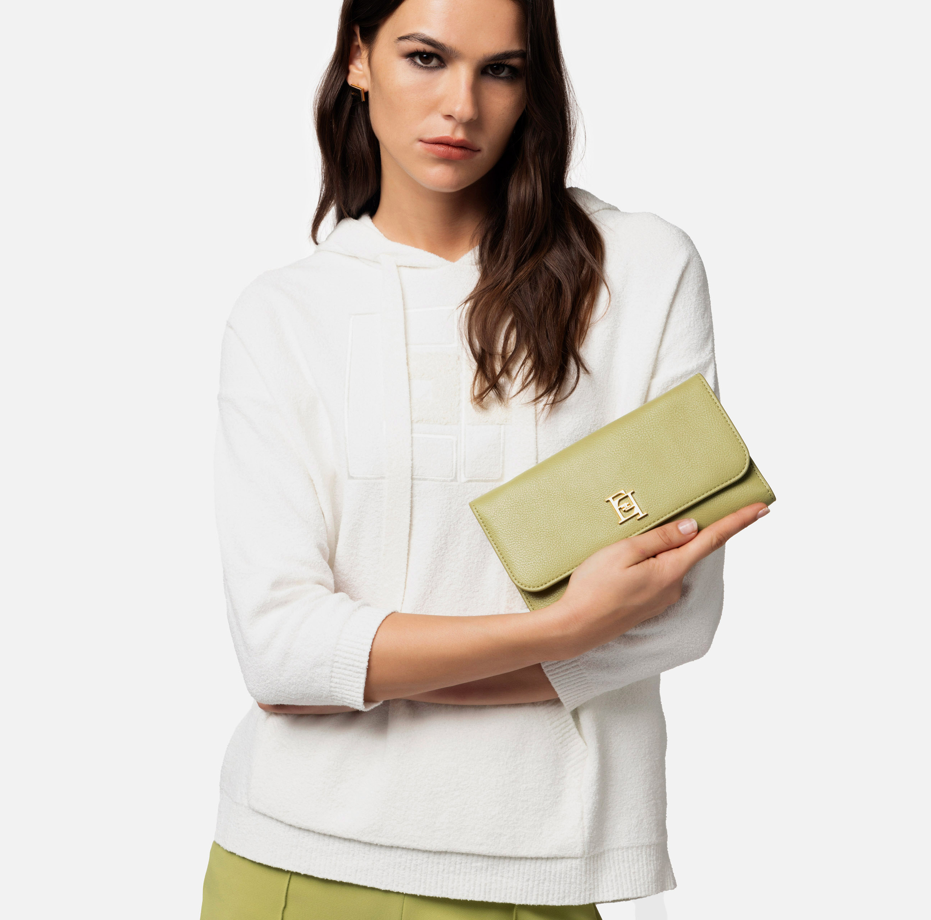 Portefeuille à bandoulière avec logo en métal - Elisabetta Franchi® Outlet