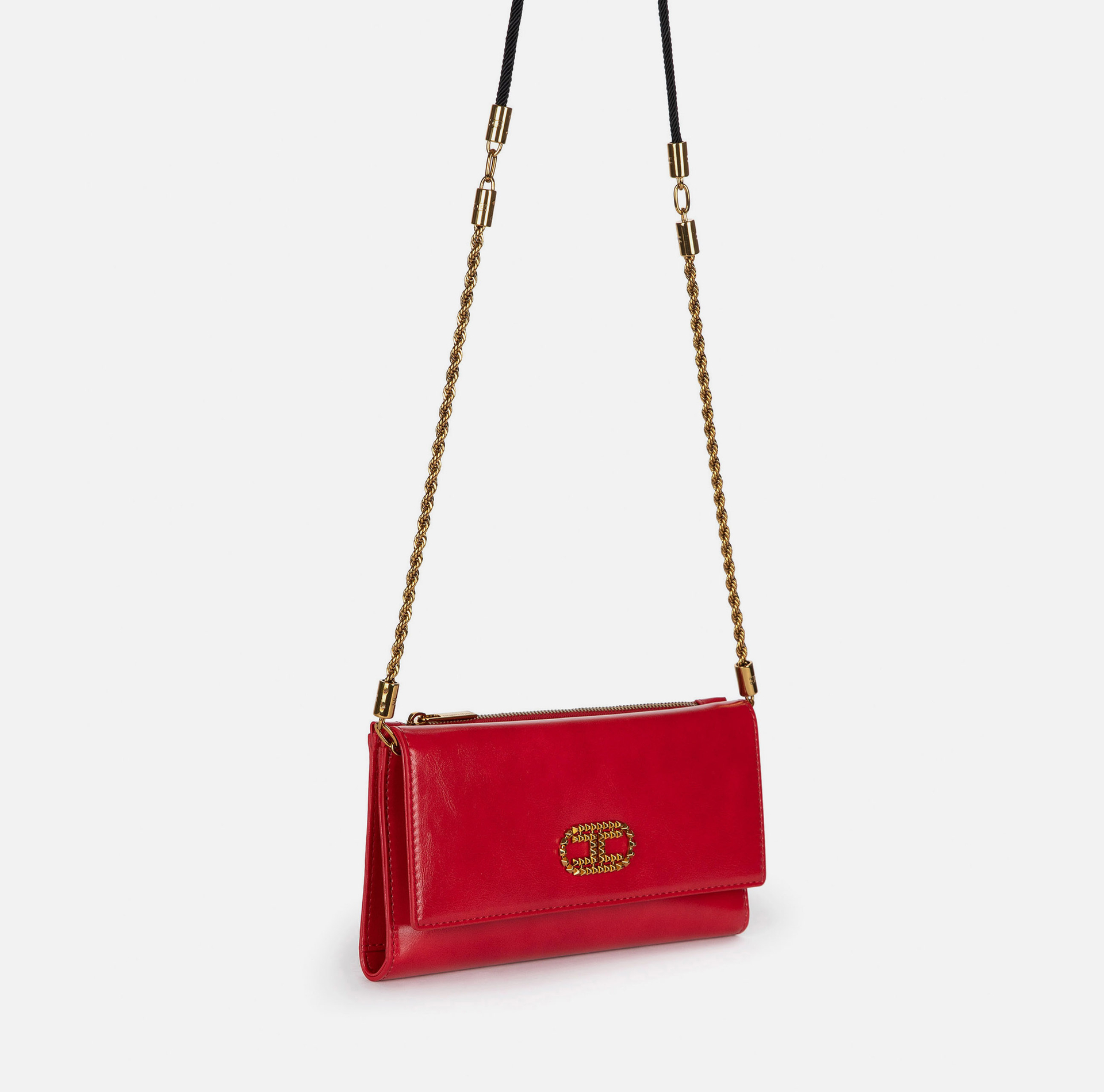 Deep Night maxi wallet with shoulder strap - Elisabetta Franchi® Outlet