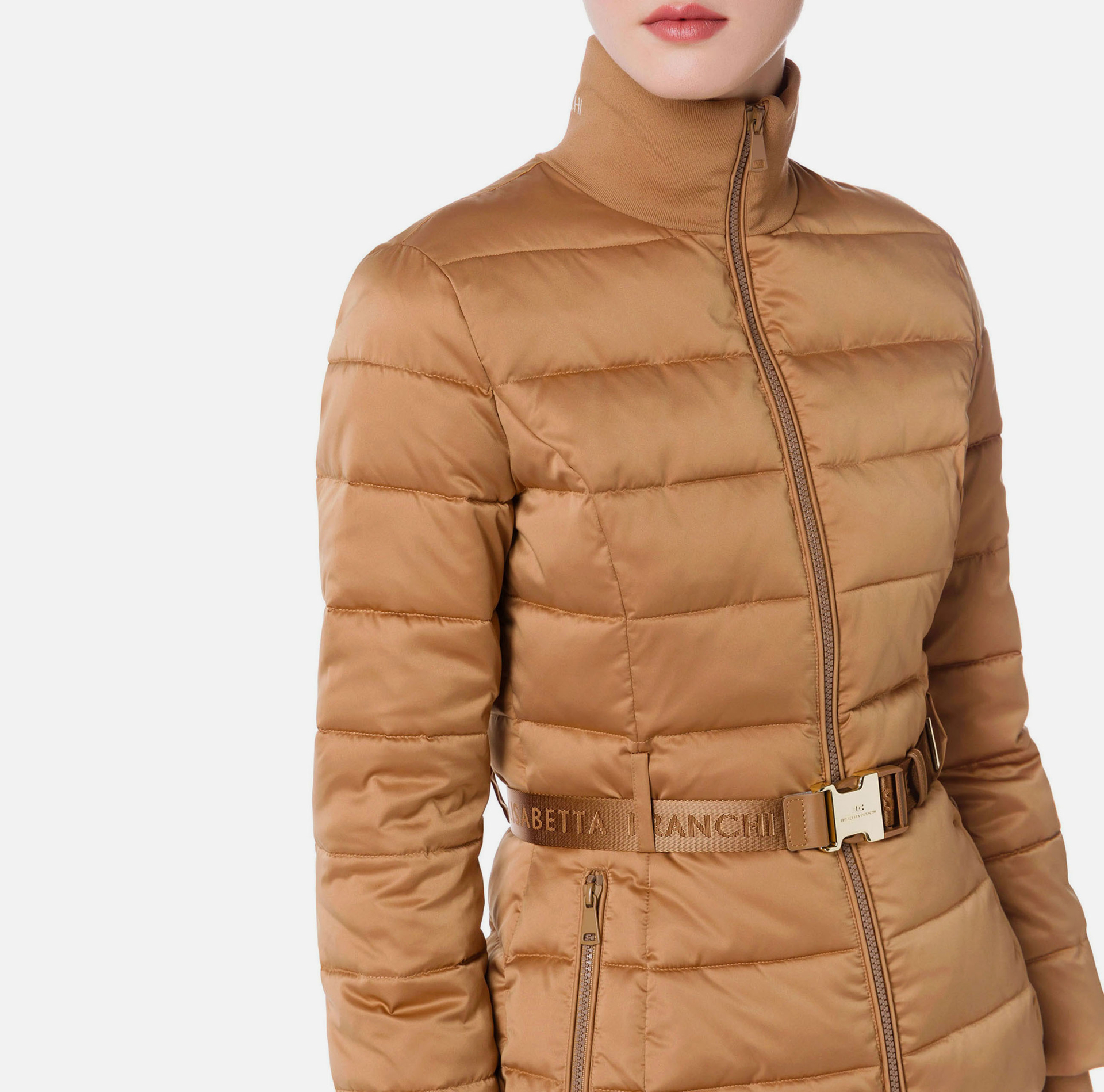 Jacquard sailcloth quilt with belt | Elisabetta Franchi® Outlet