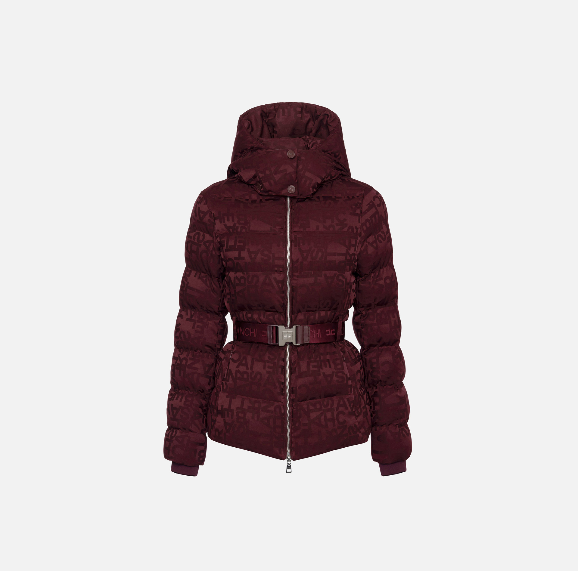 Anorak court en nylon jacquard lettres - Elisabetta Franchi® Outlet