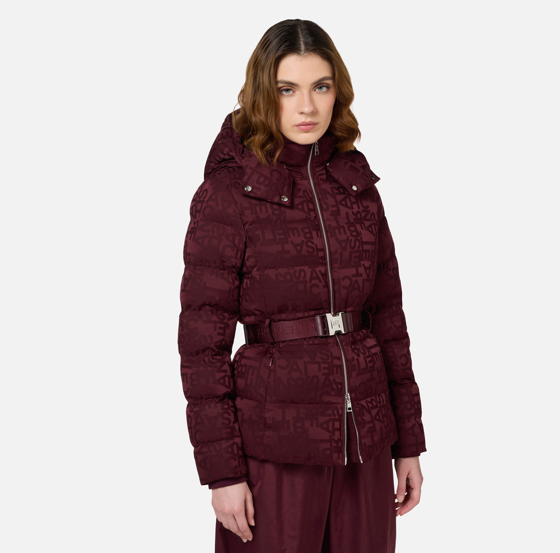 Anorak court en nylon jacquard lettres | Elisabetta Franchi® Outlet