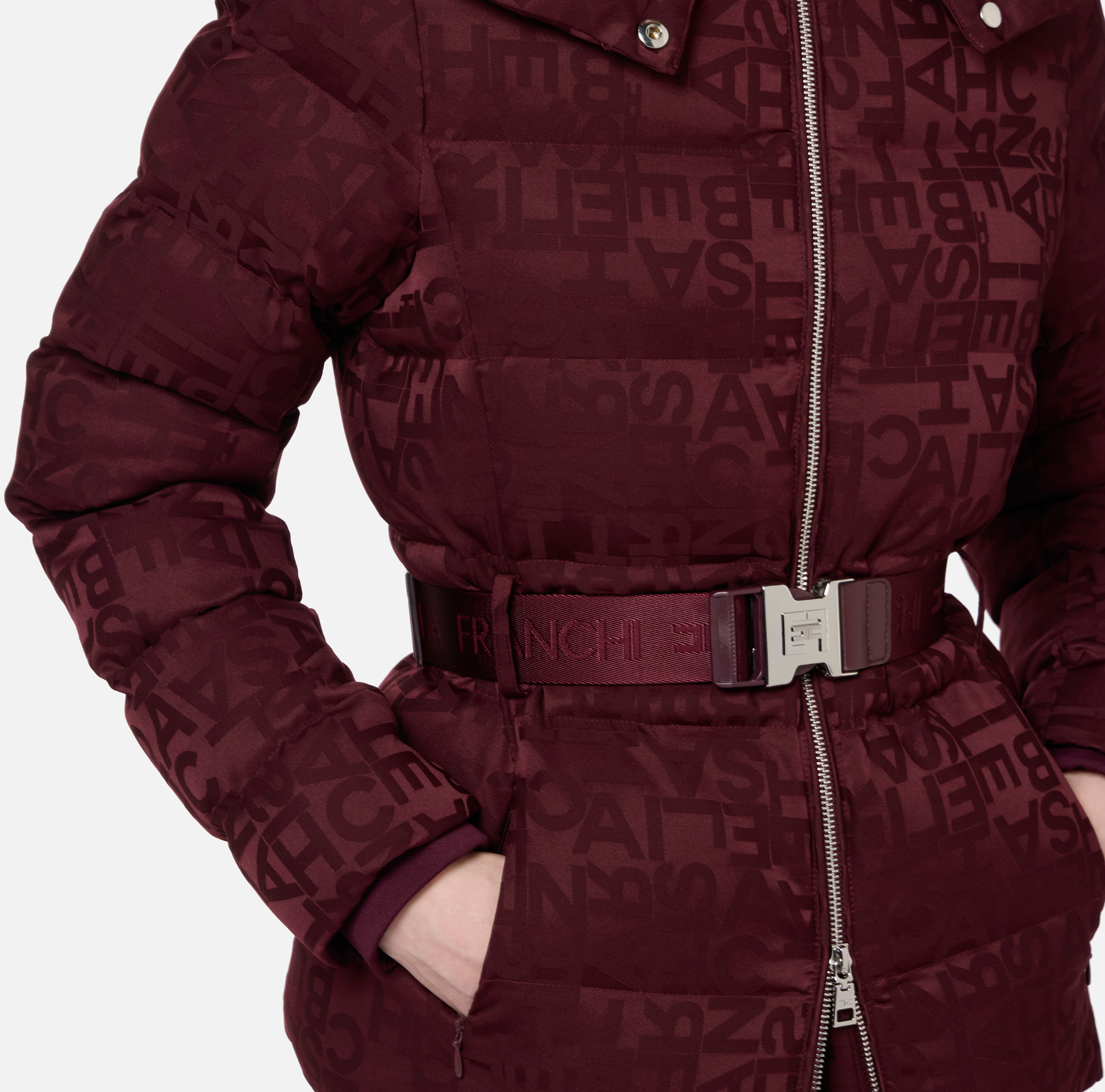 Anorak court en nylon jacquard lettres - Elisabetta Franchi® Outlet