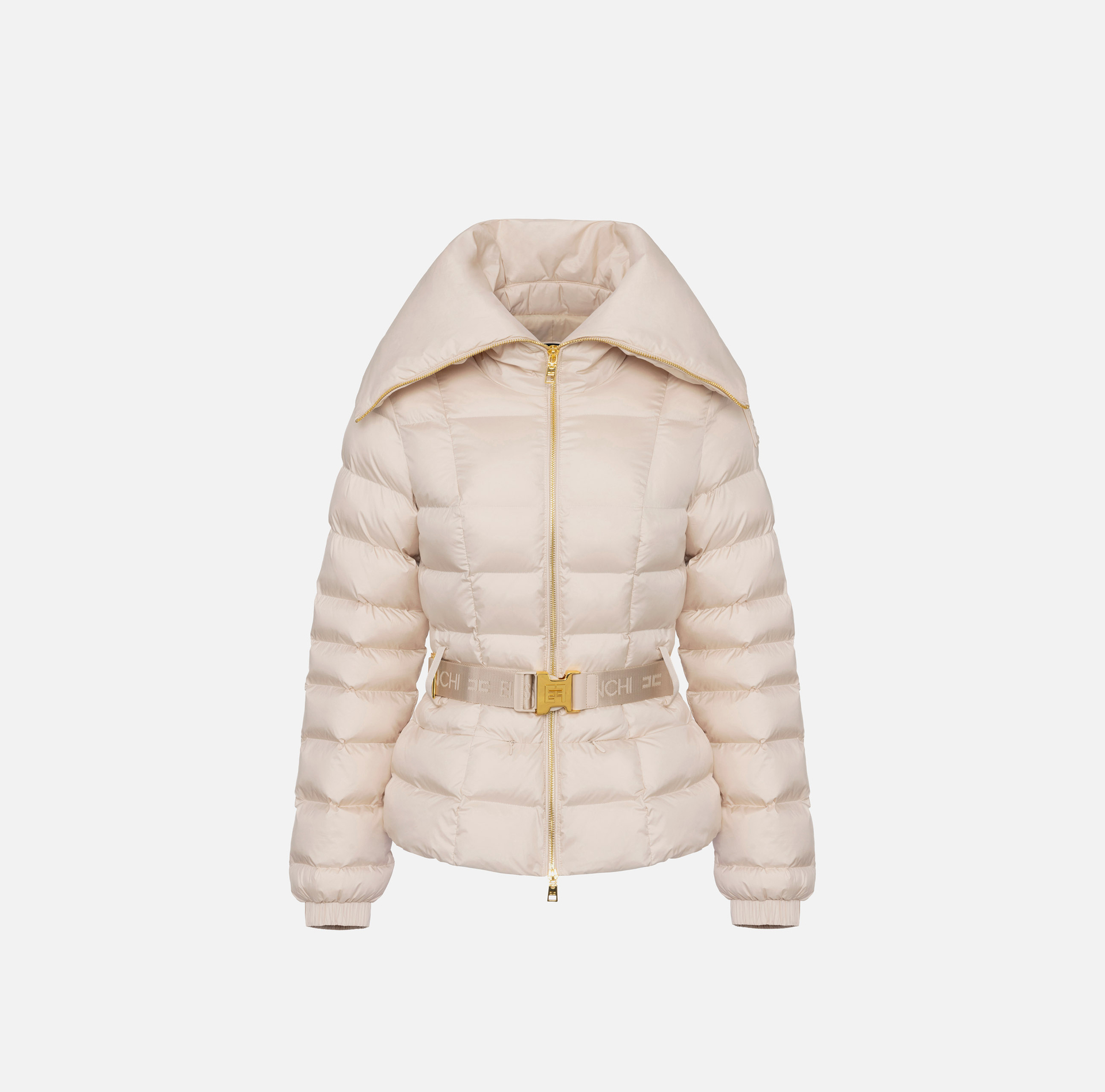 Piumino corto in nylon con ampio collo - Elisabetta Franchi® Outlet