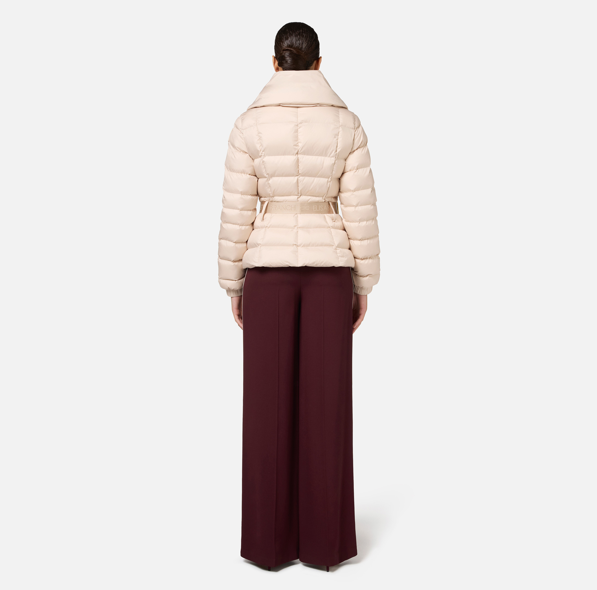 Piumino corto in nylon con ampio collo - Elisabetta Franchi® Outlet