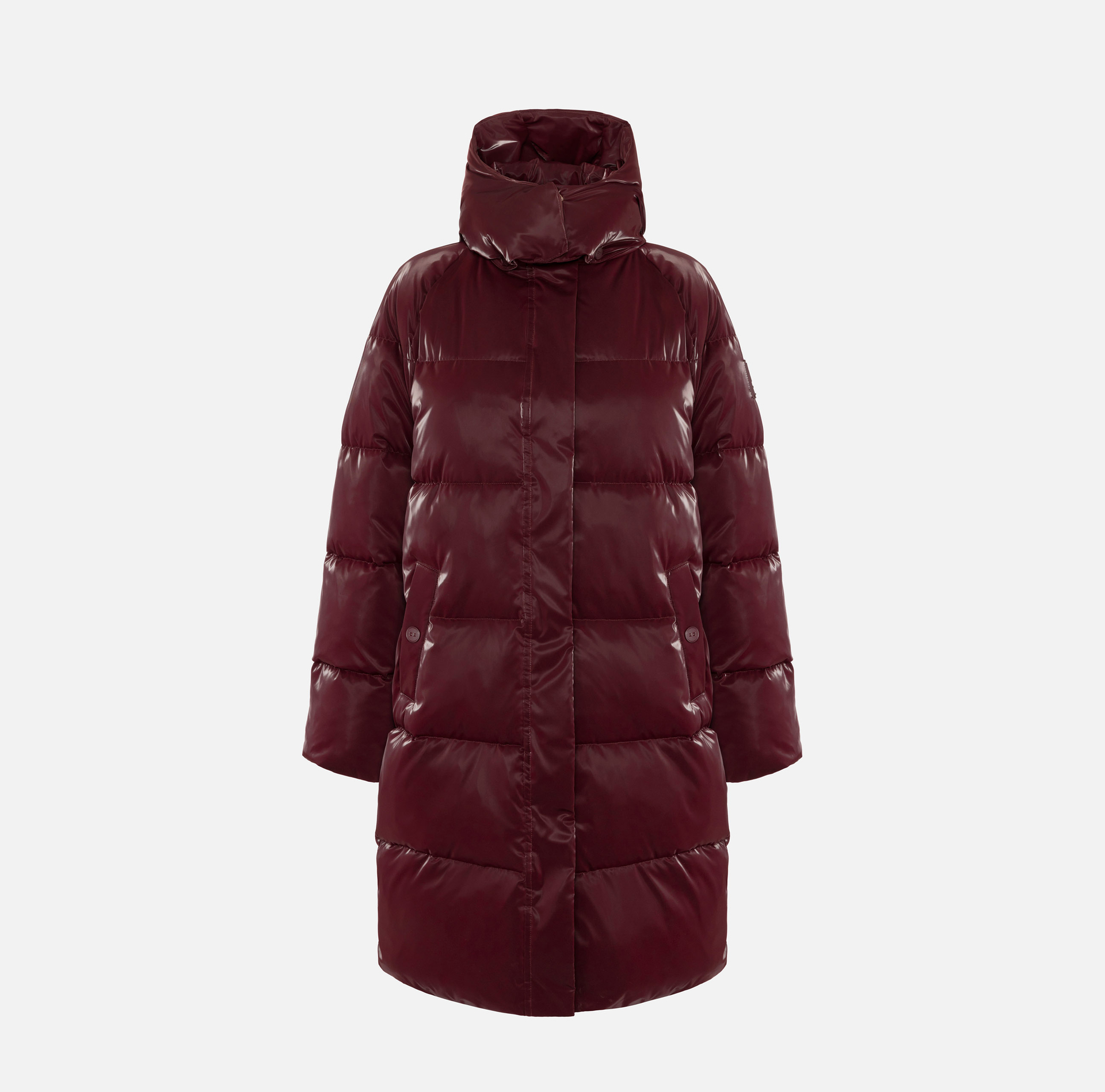 Anorak long en nylon de satin à capuche - Elisabetta Franchi® Outlet