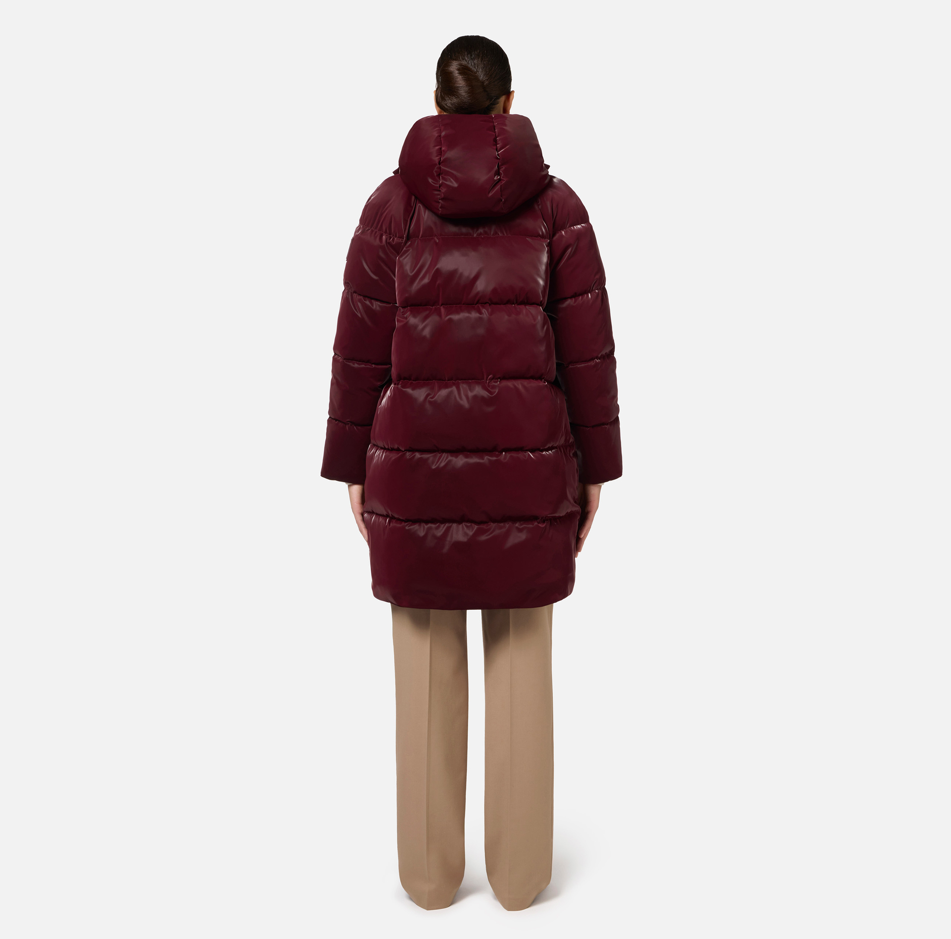 Anorak long en nylon de satin à capuche | Elisabetta Franchi® Outlet