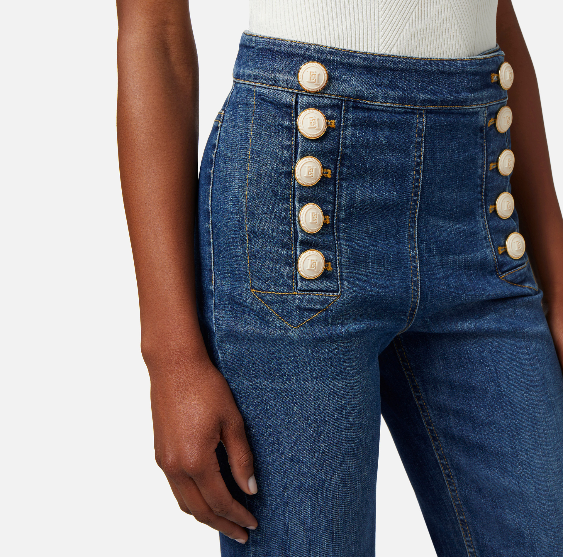 Button-up palazzo jeans - Elisabetta Franchi® Outlet