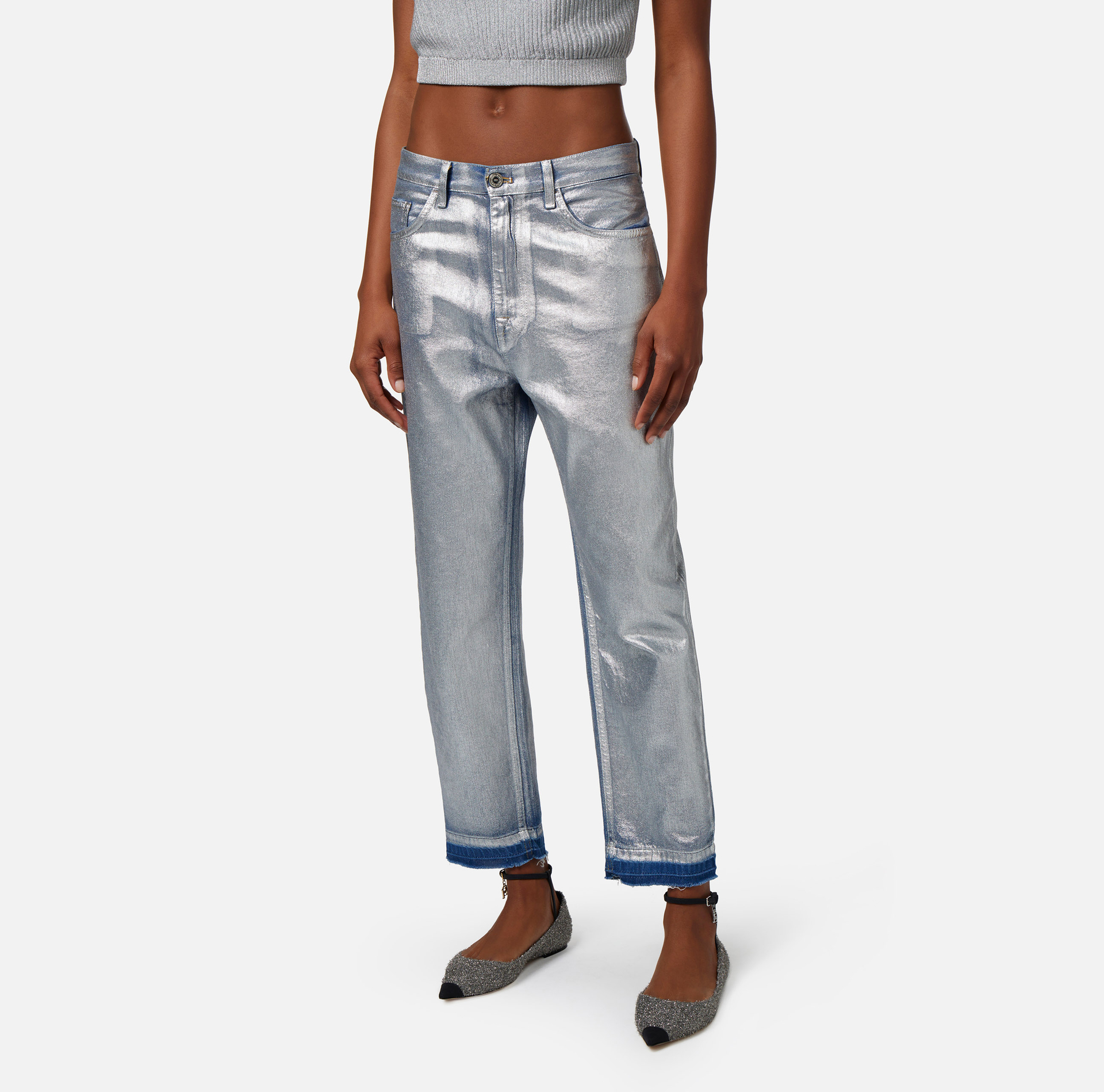 Laminated boyfriend jeans - Elisabetta Franchi® Outlet