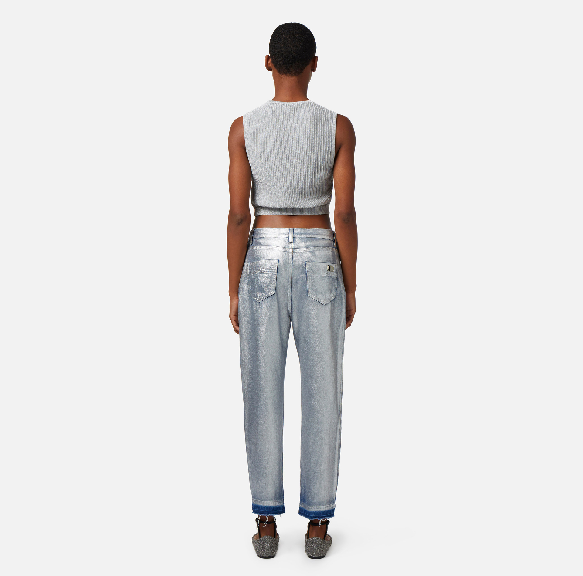 Laminated boyfriend jeans - Elisabetta Franchi® Outlet