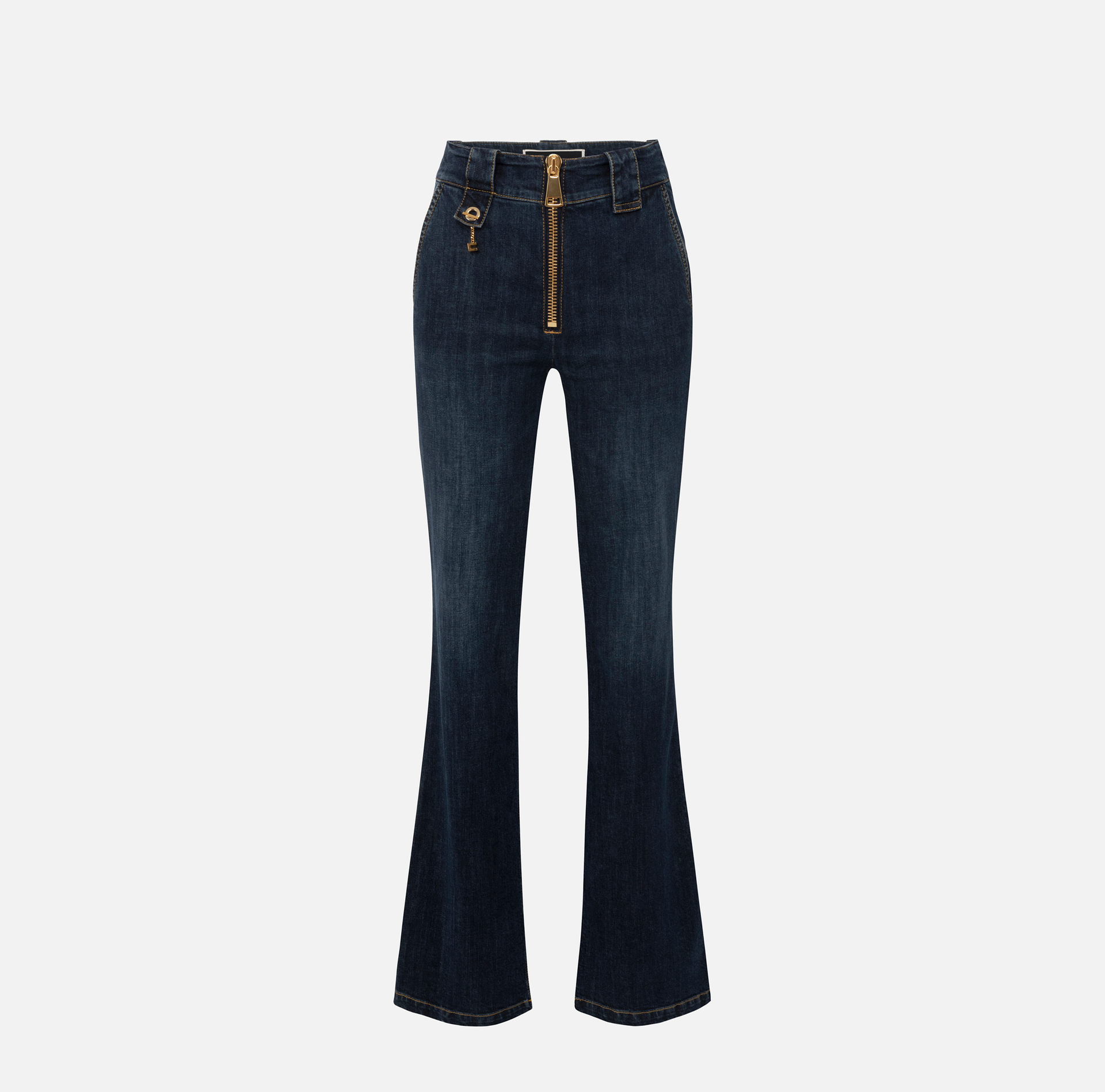 Jean à patte d’éph avec zip - Elisabetta Franchi® Outlet