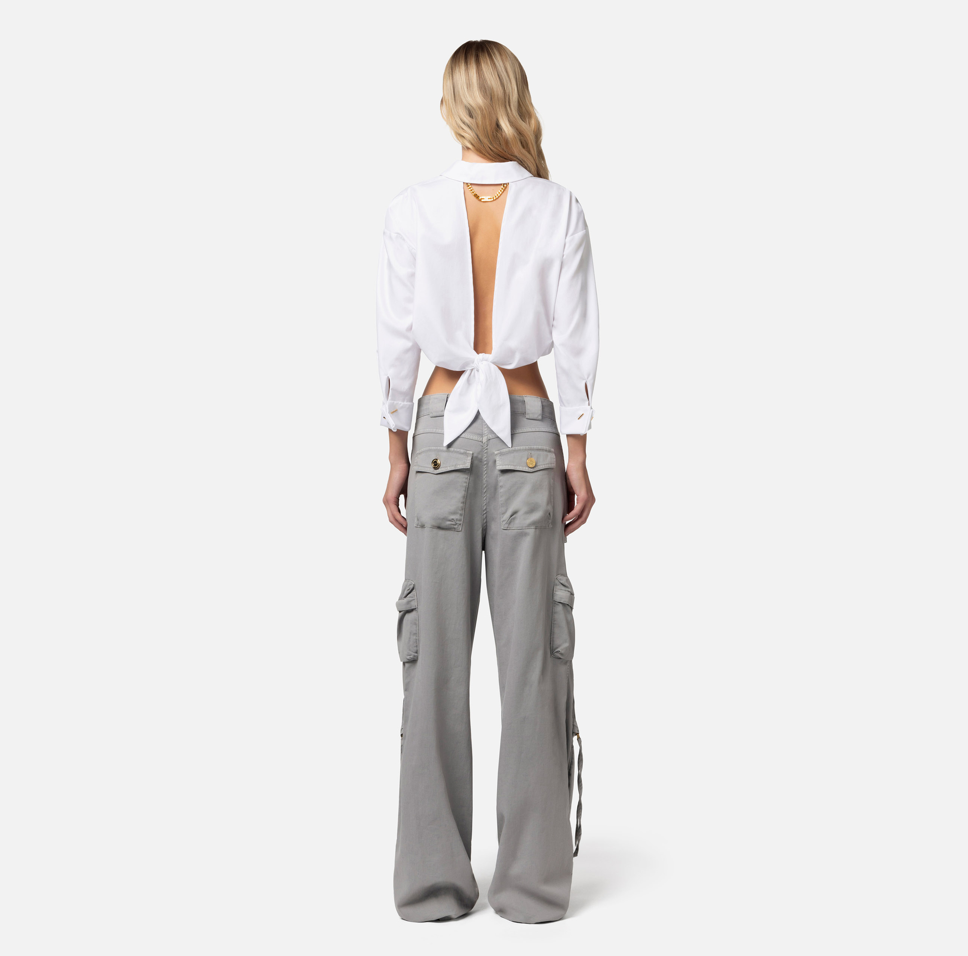 Cargo jeans with laces - Elisabetta Franchi® Outlet