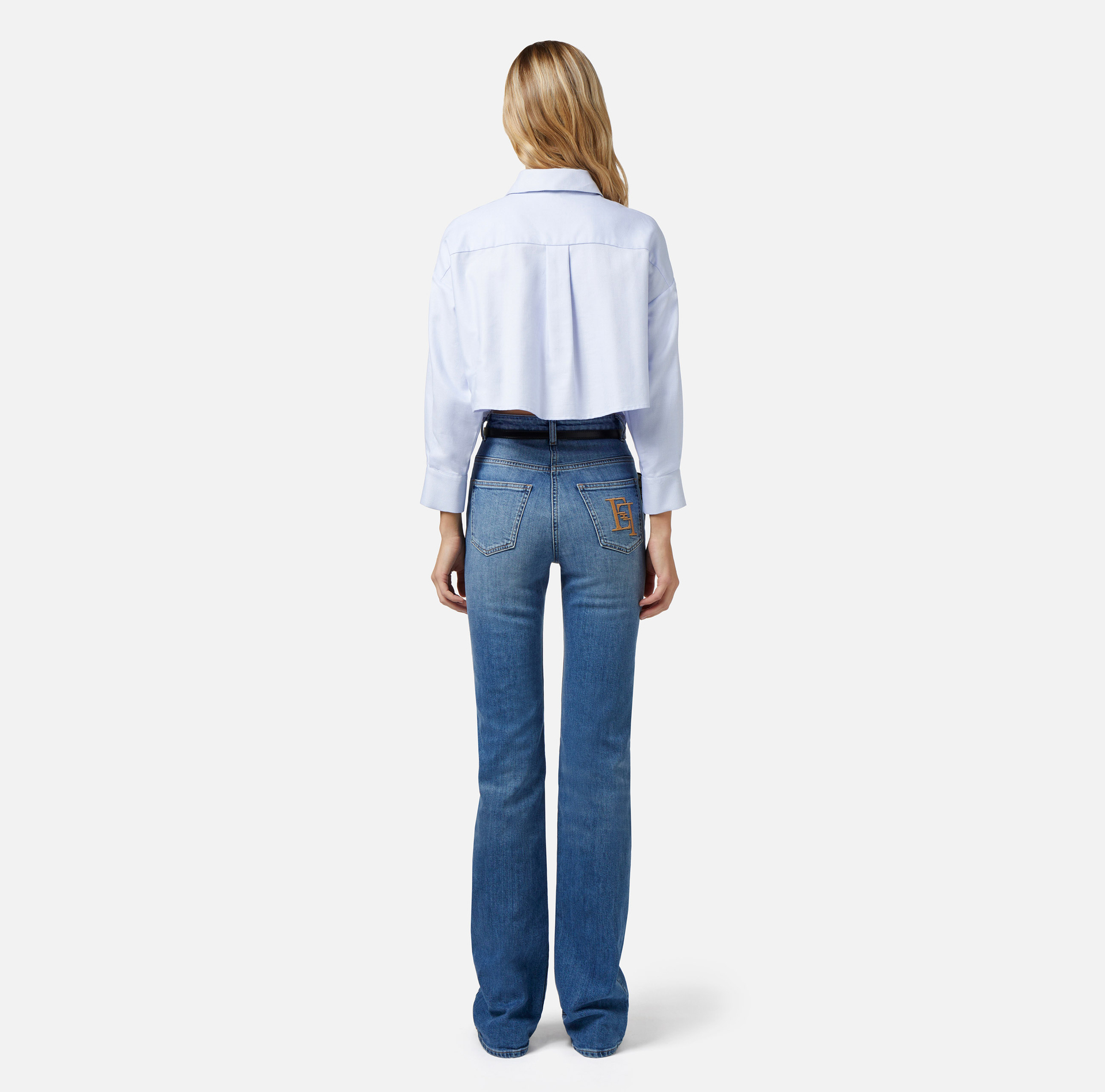 Boot-cut jeans with embroidery - Elisabetta Franchi® Outlet
