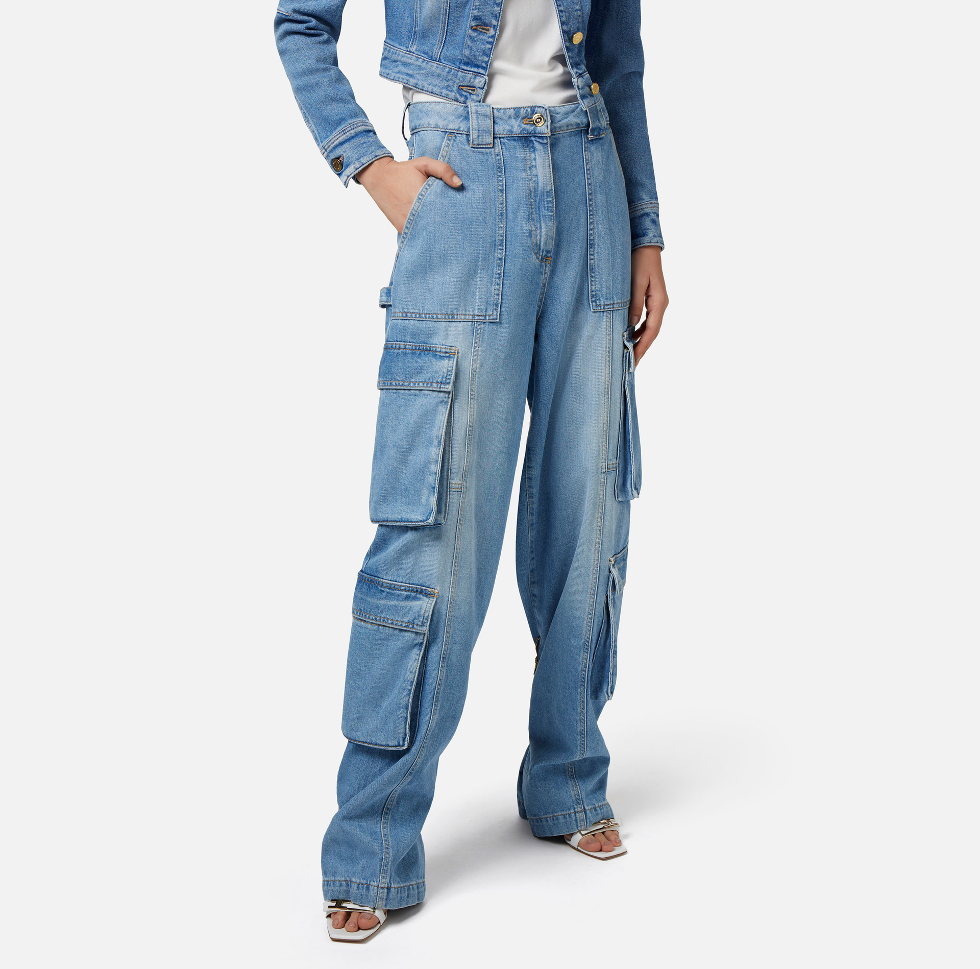 Jean cargo avec zip arrière - Elisabetta Franchi® Outlet