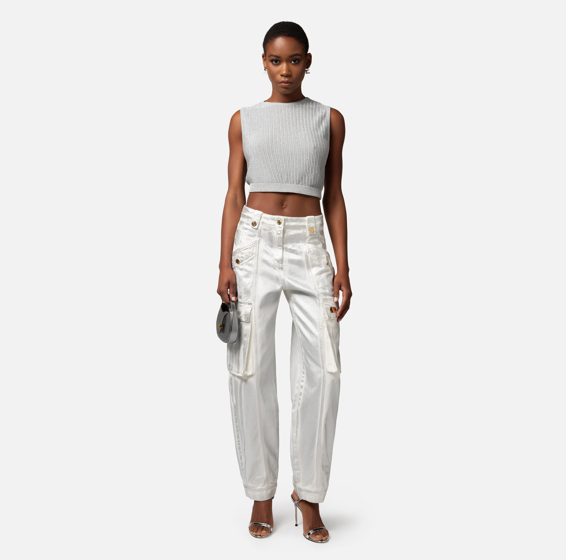Laminated cargo jeans - Elisabetta Franchi® Outlet