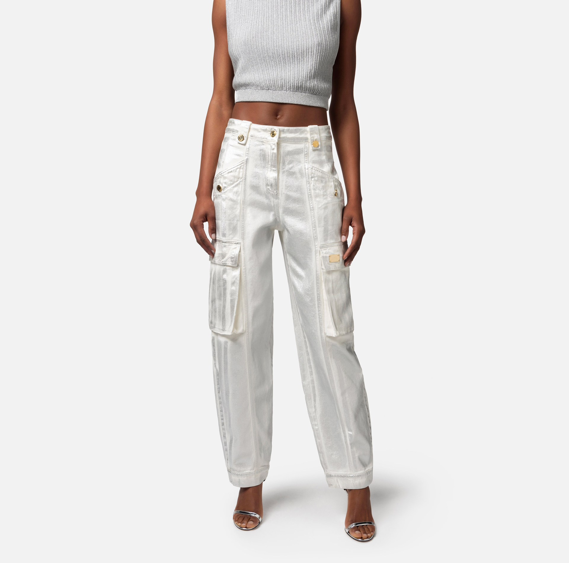 Laminated cargo jeans - Elisabetta Franchi® Outlet