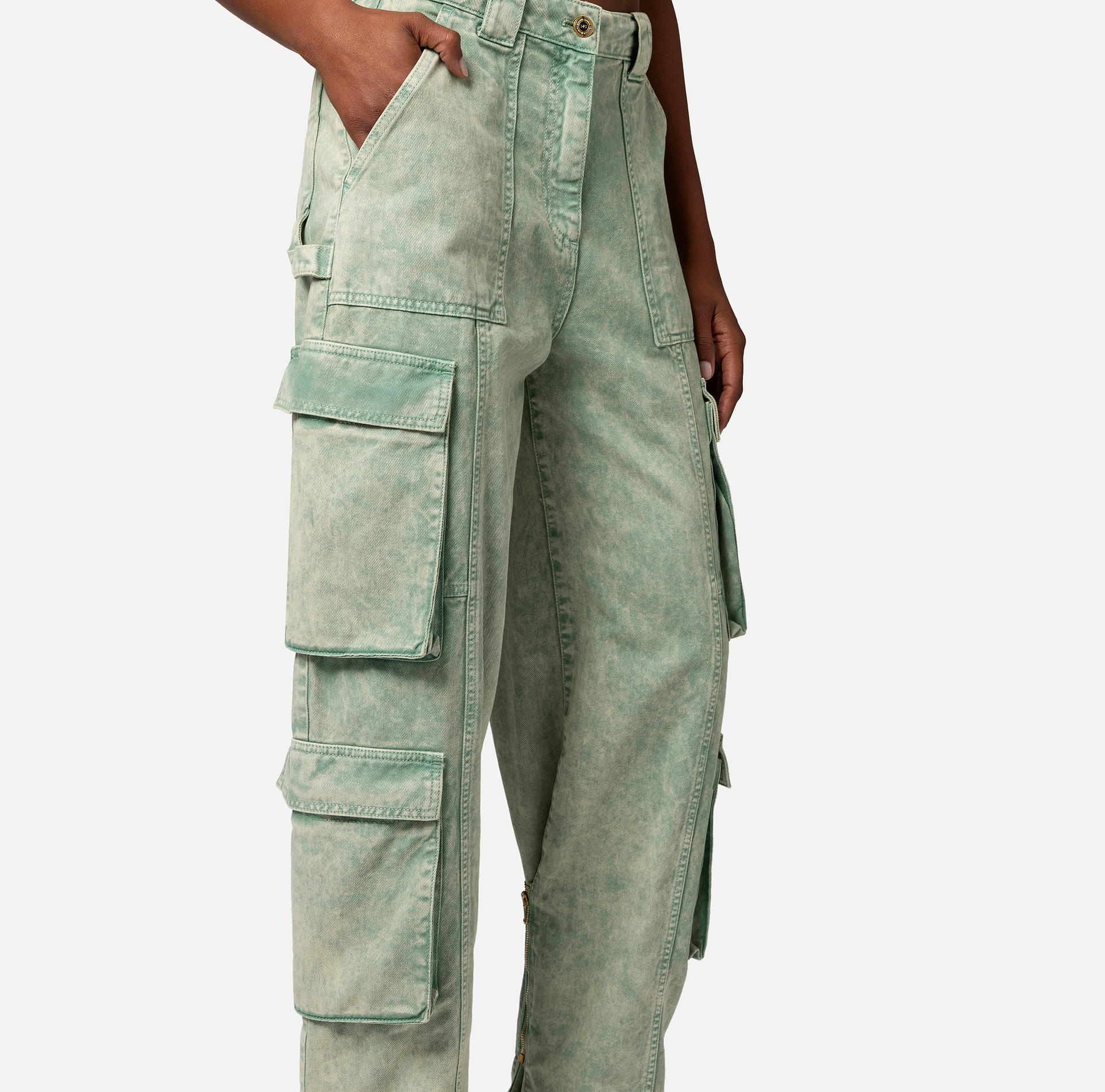 Coloured cargo jeans with back zip - Elisabetta Franchi® Outlet
