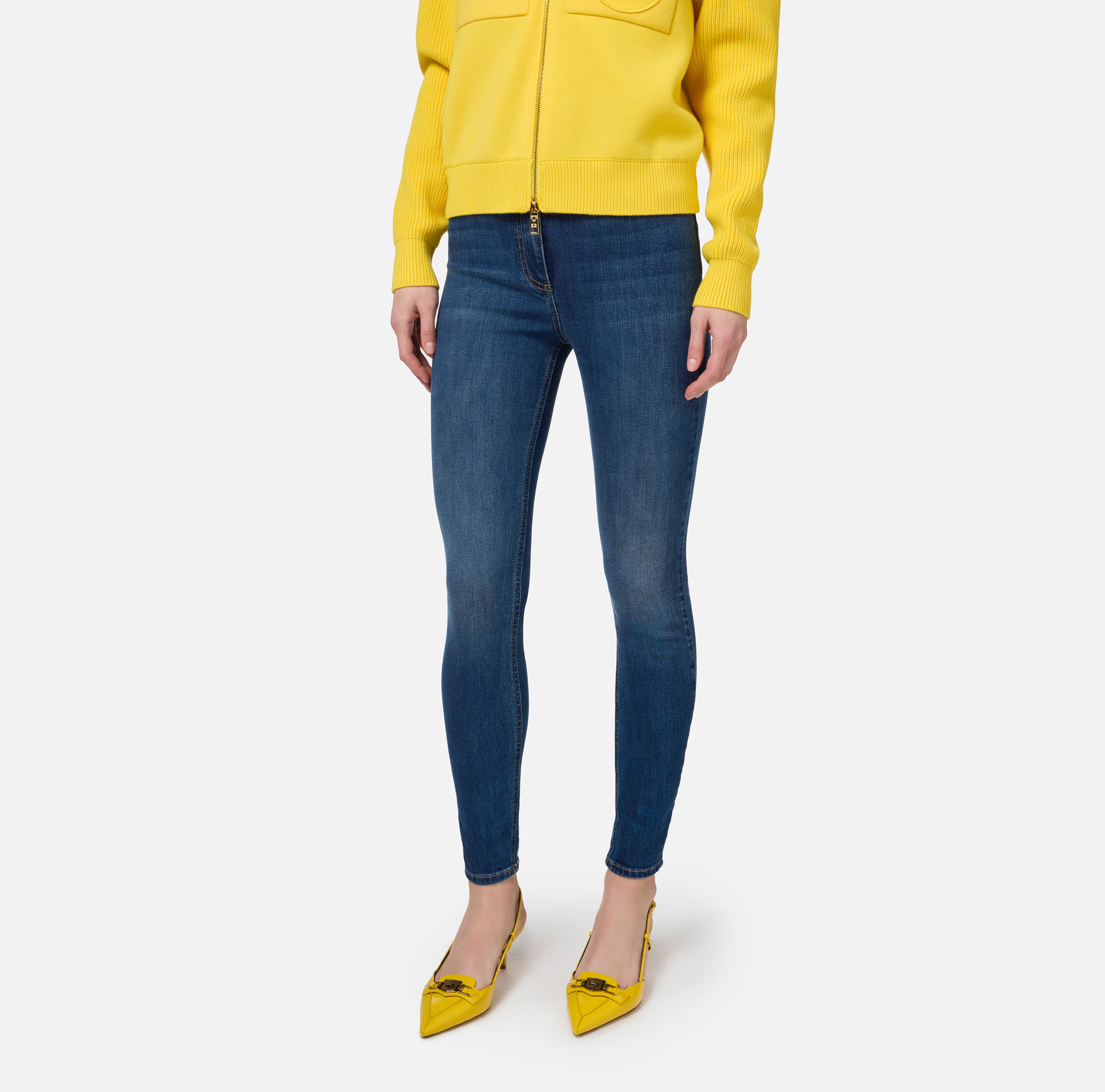 Pantalón denim pitillo de algodón elástico - Elisabetta Franchi® Outlet