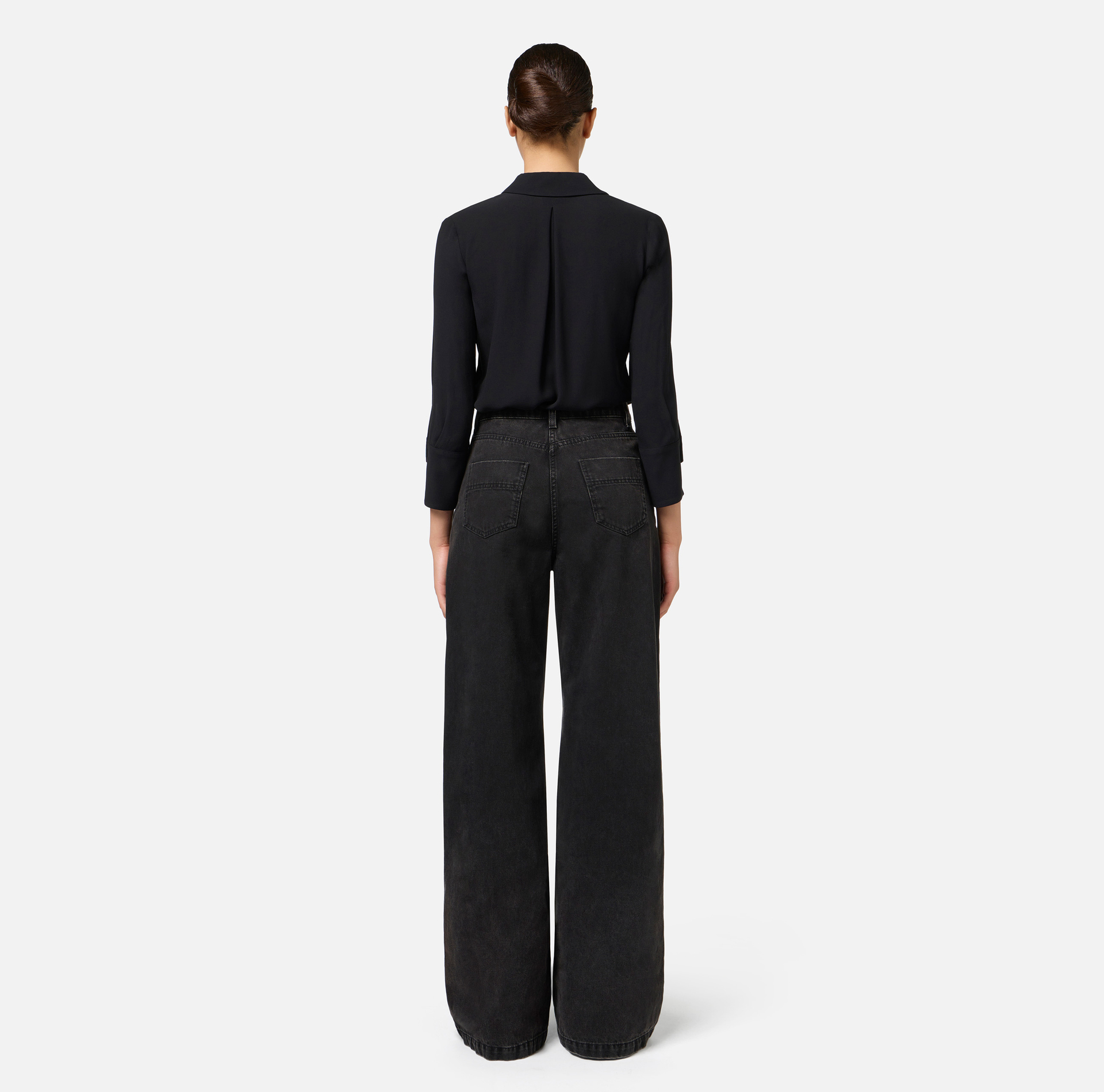 Wide leg cotton jeans with zip - Elisabetta Franchi® Outlet