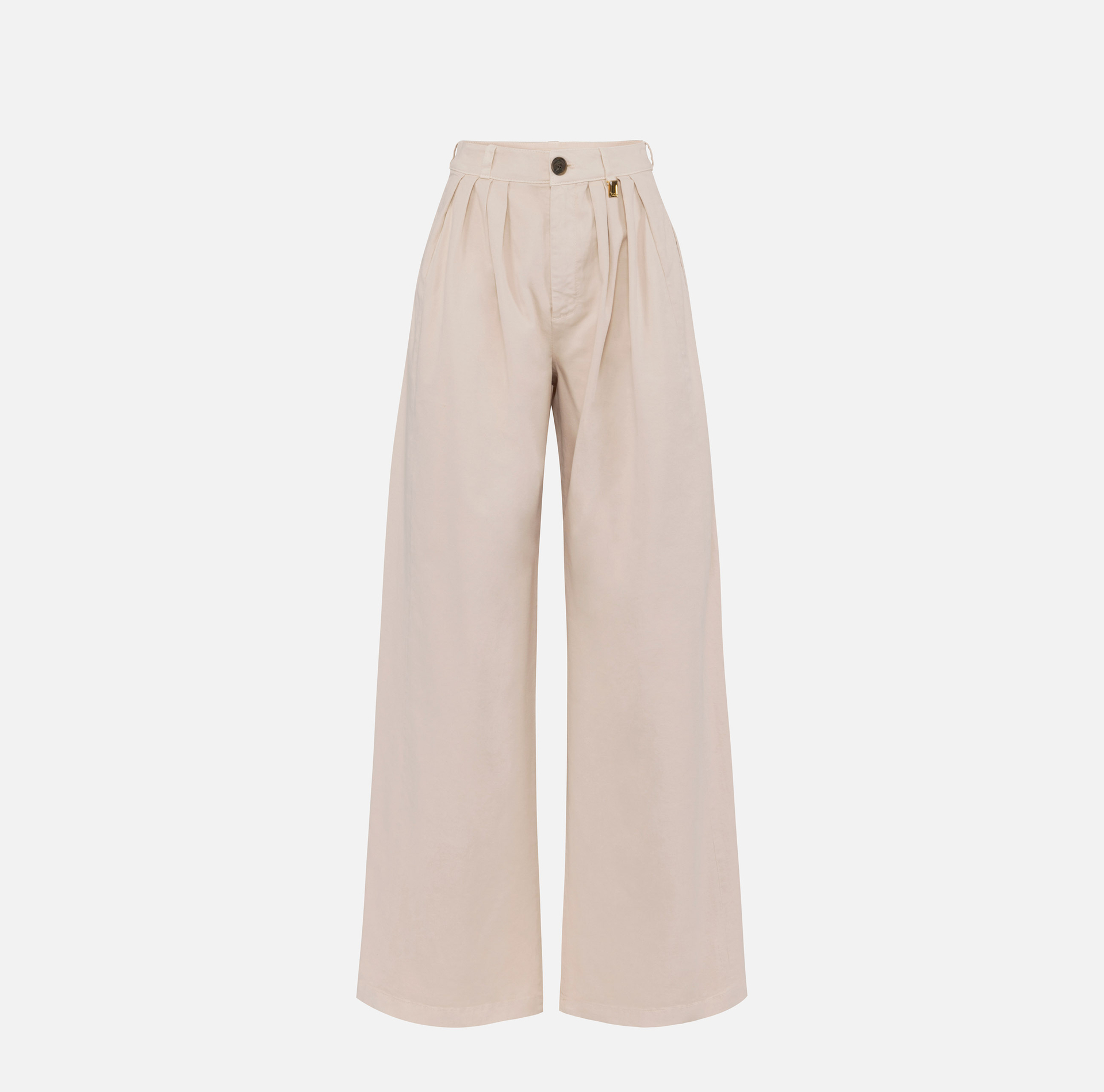 Dyed cotton wide leg jeans with darts - Elisabetta Franchi® Outlet