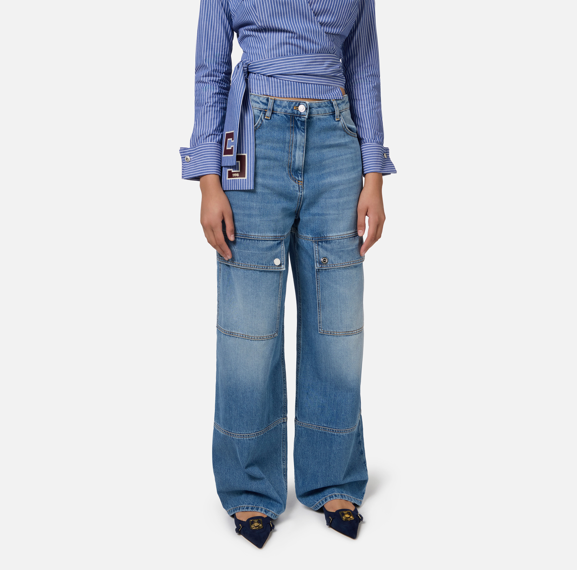 Jean cargo en coton - Elisabetta Franchi® Outlet